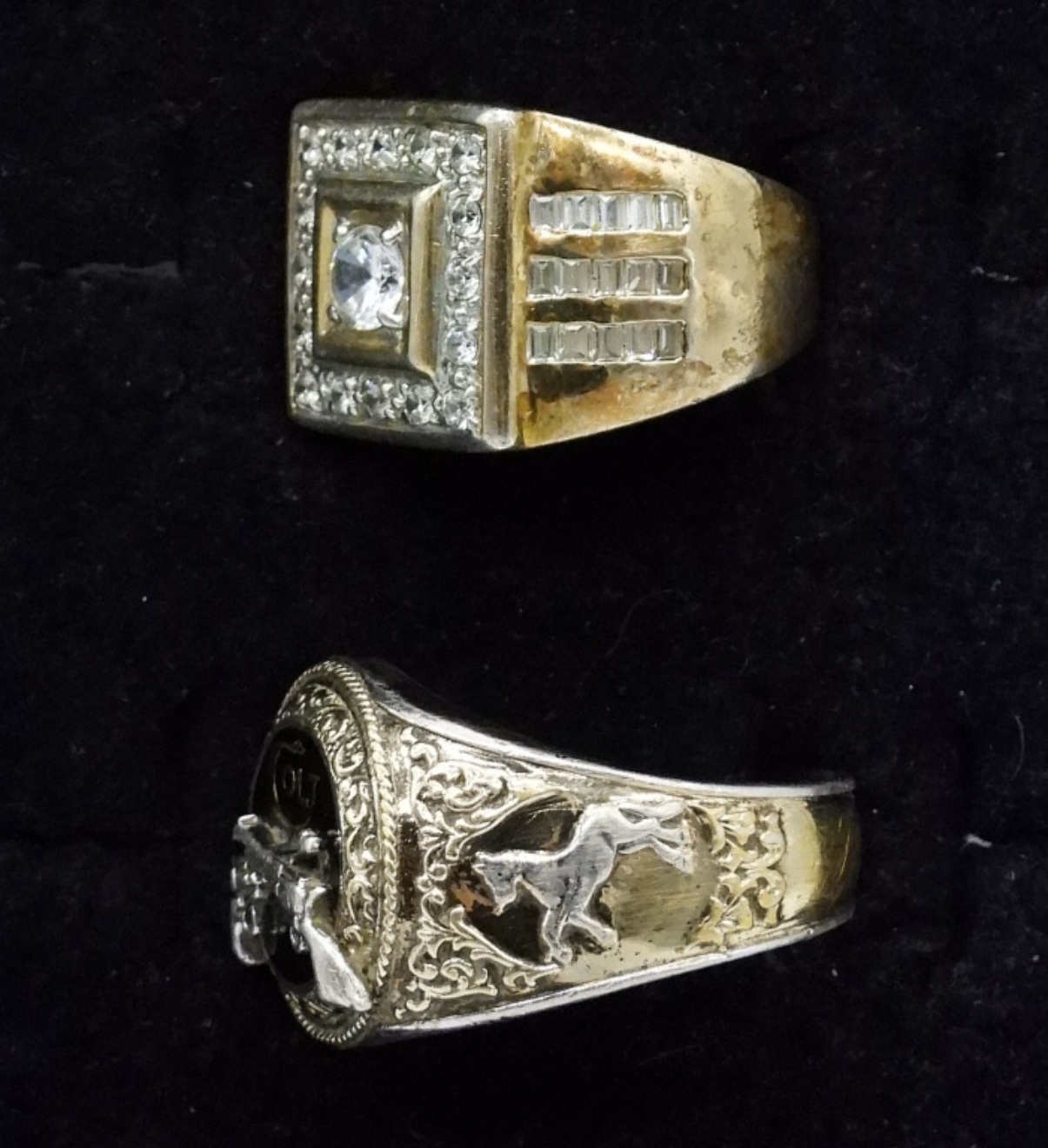 2 Sterling Rings, Colt & Simulated Diamond