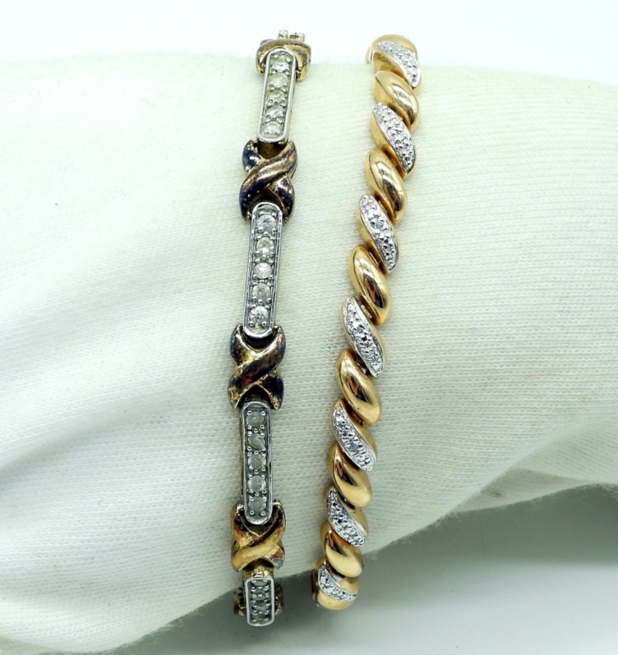2 Sterling Gold Tone Tennis Bracelets