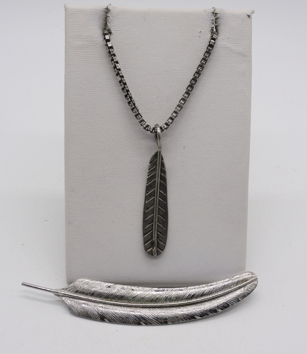 Sterling Feather Necklace & Pin