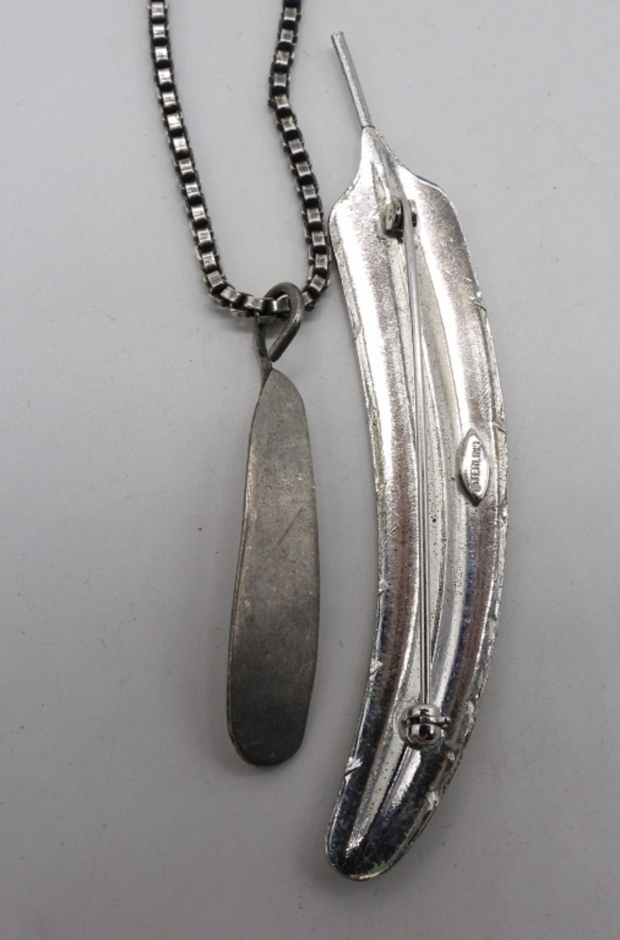 Sterling Feather Necklace & Pin