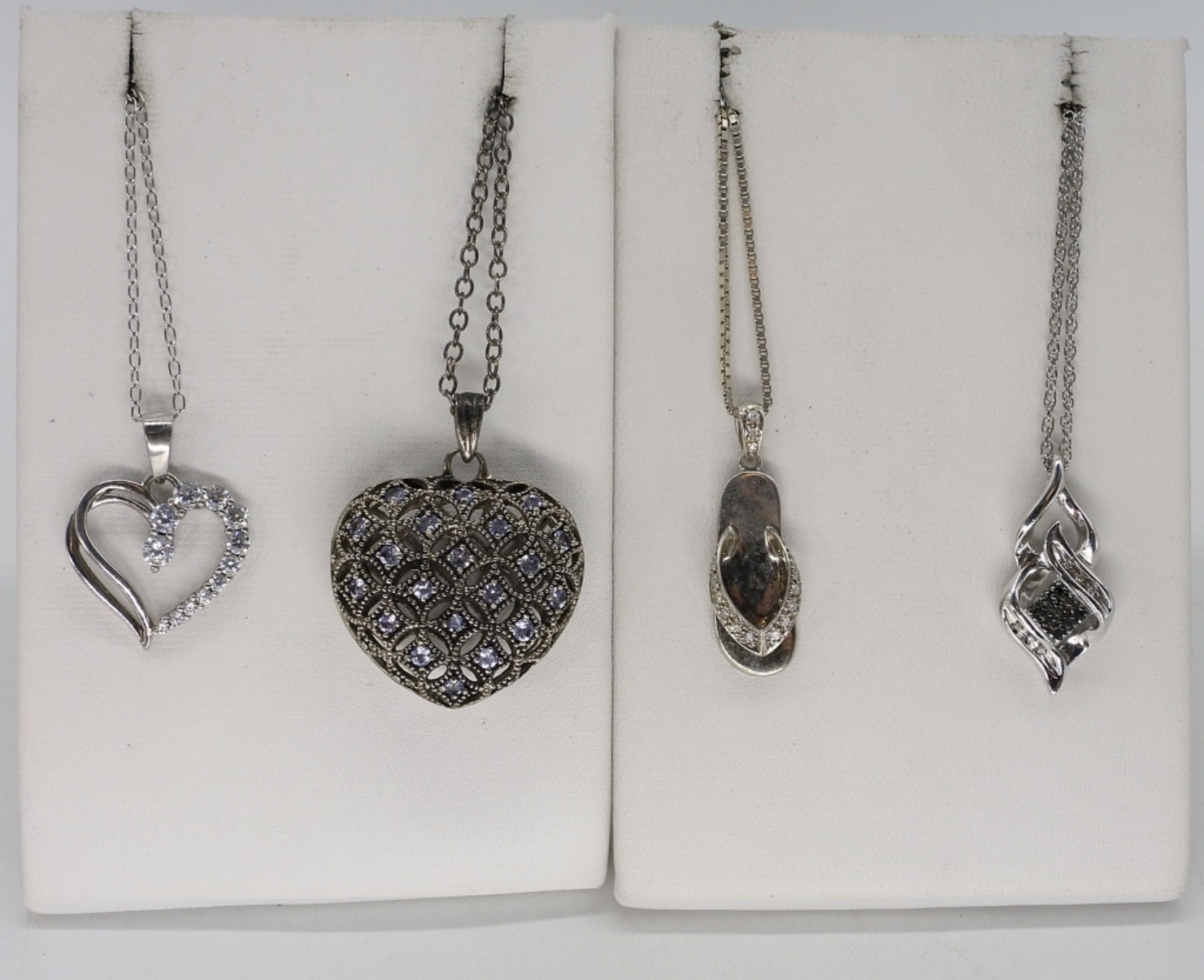 Four 925 Necklaces, Hearts & Sandals