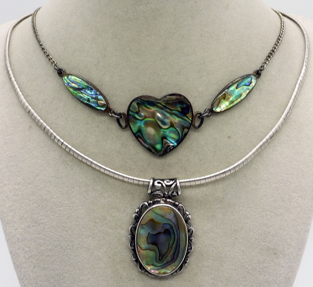 Two Sterling Abalone Necklaces