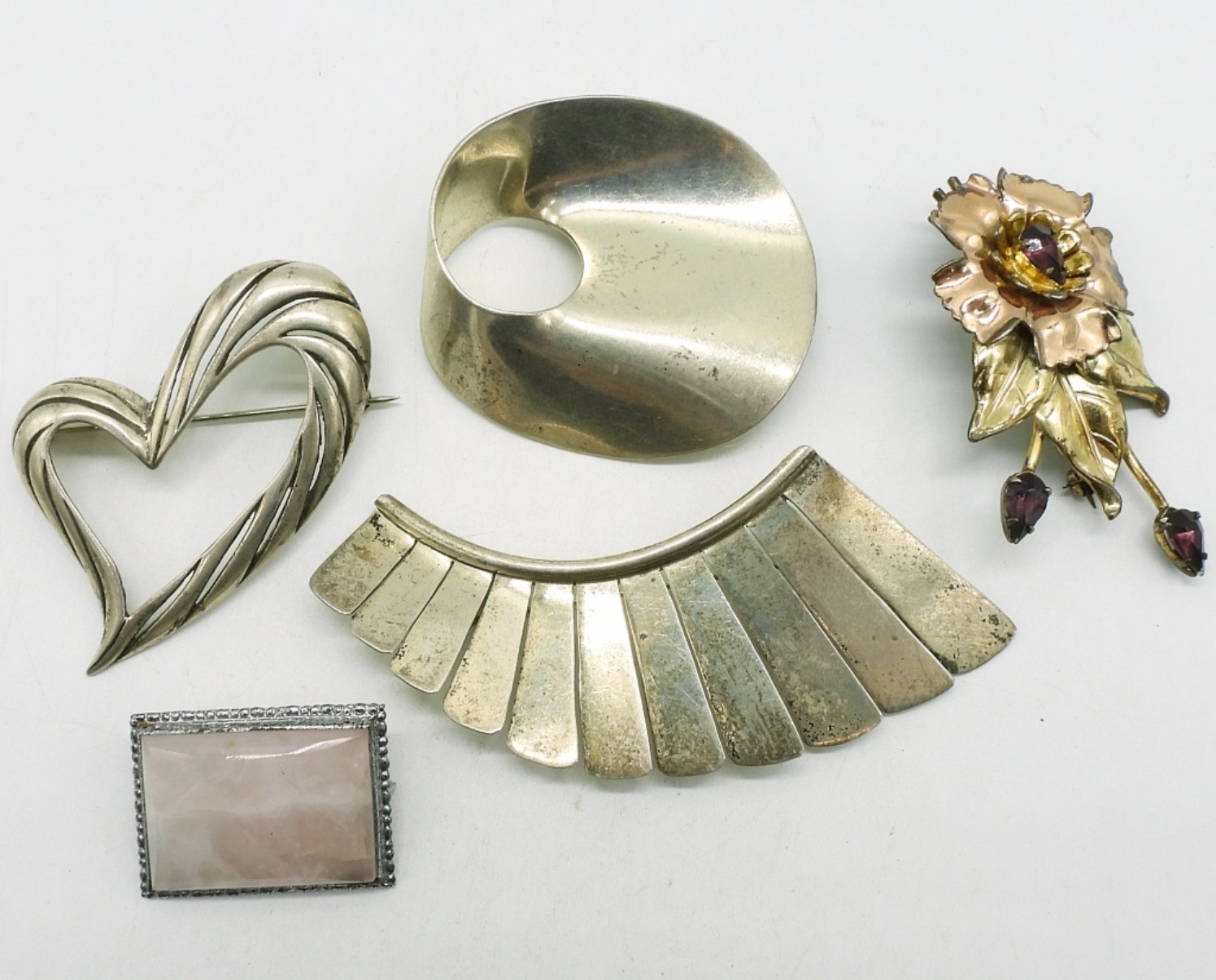 Taxco, Rose Quartz & More 925 Brooches