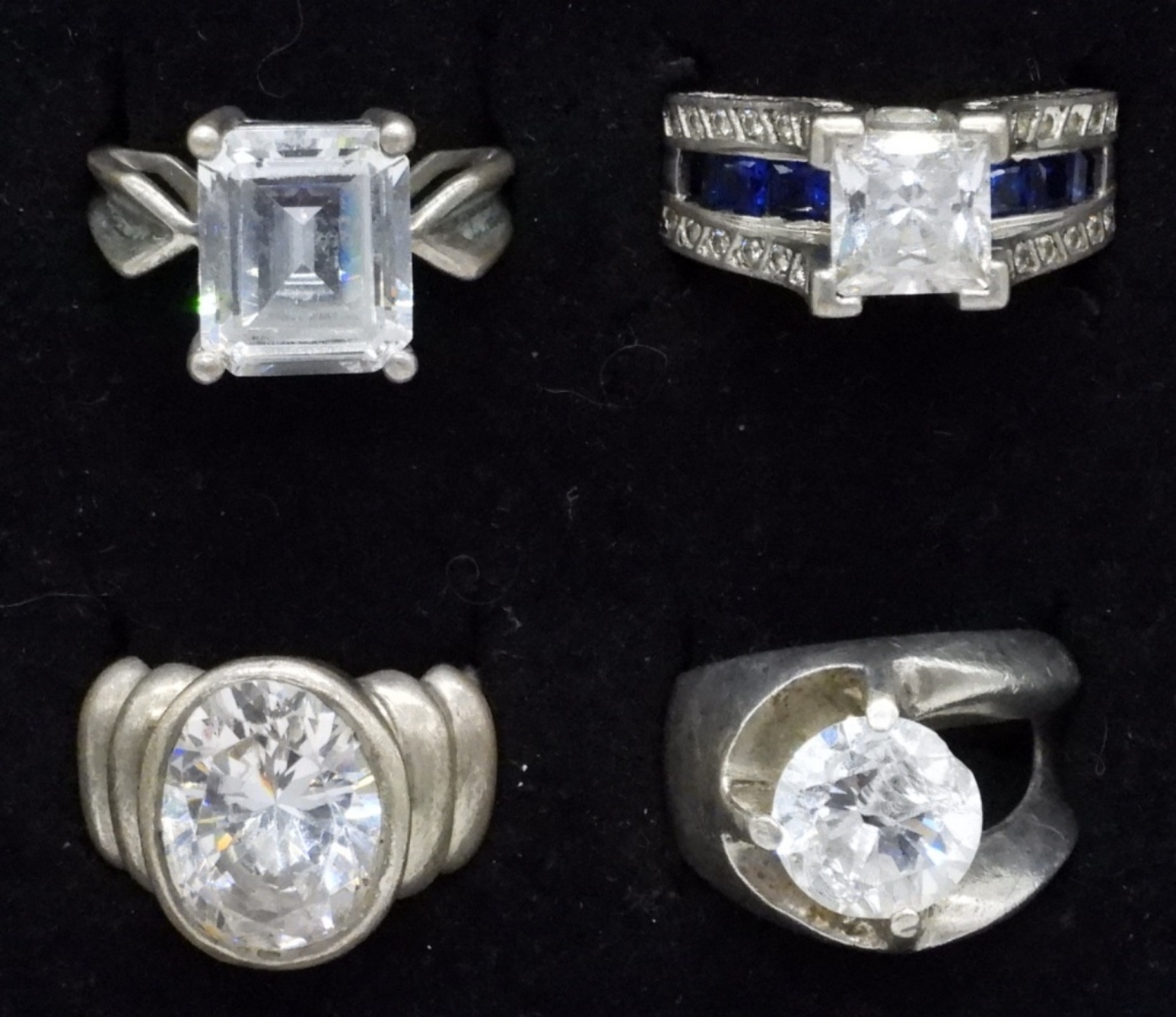 Four Simulated Diamond Sterling Rings