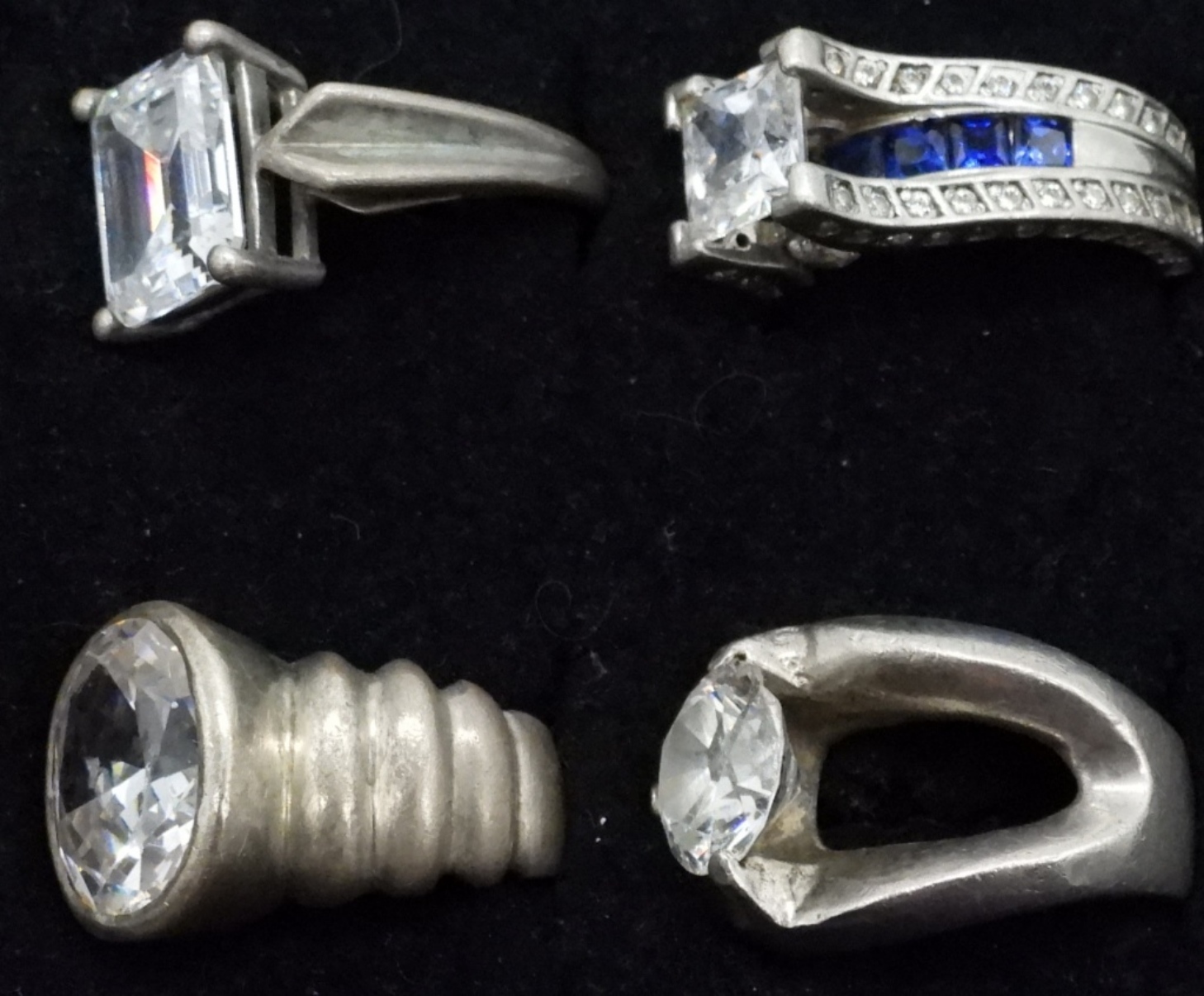 Four Simulated Diamond Sterling Rings