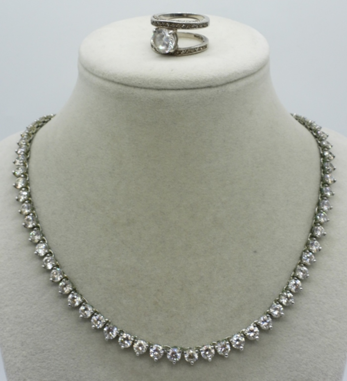 Simulated Diamond 925 Necklace & Ring