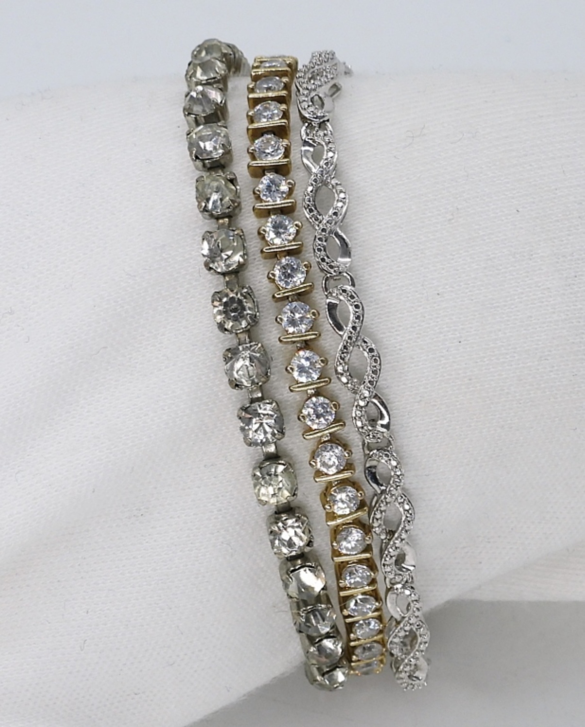 3 Sterling Rhinestone Fashion Bracelets