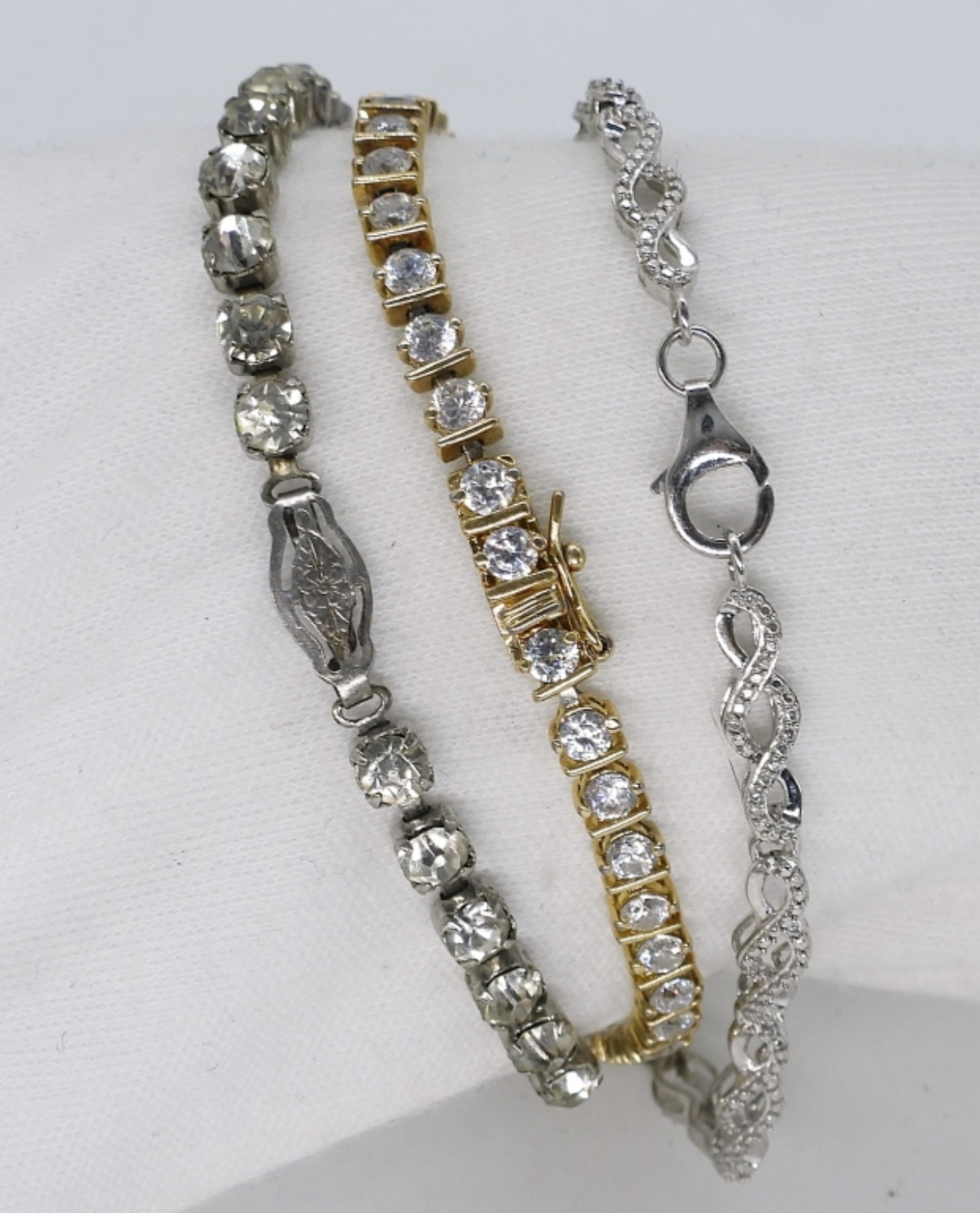 3 Sterling Rhinestone Fashion Bracelets