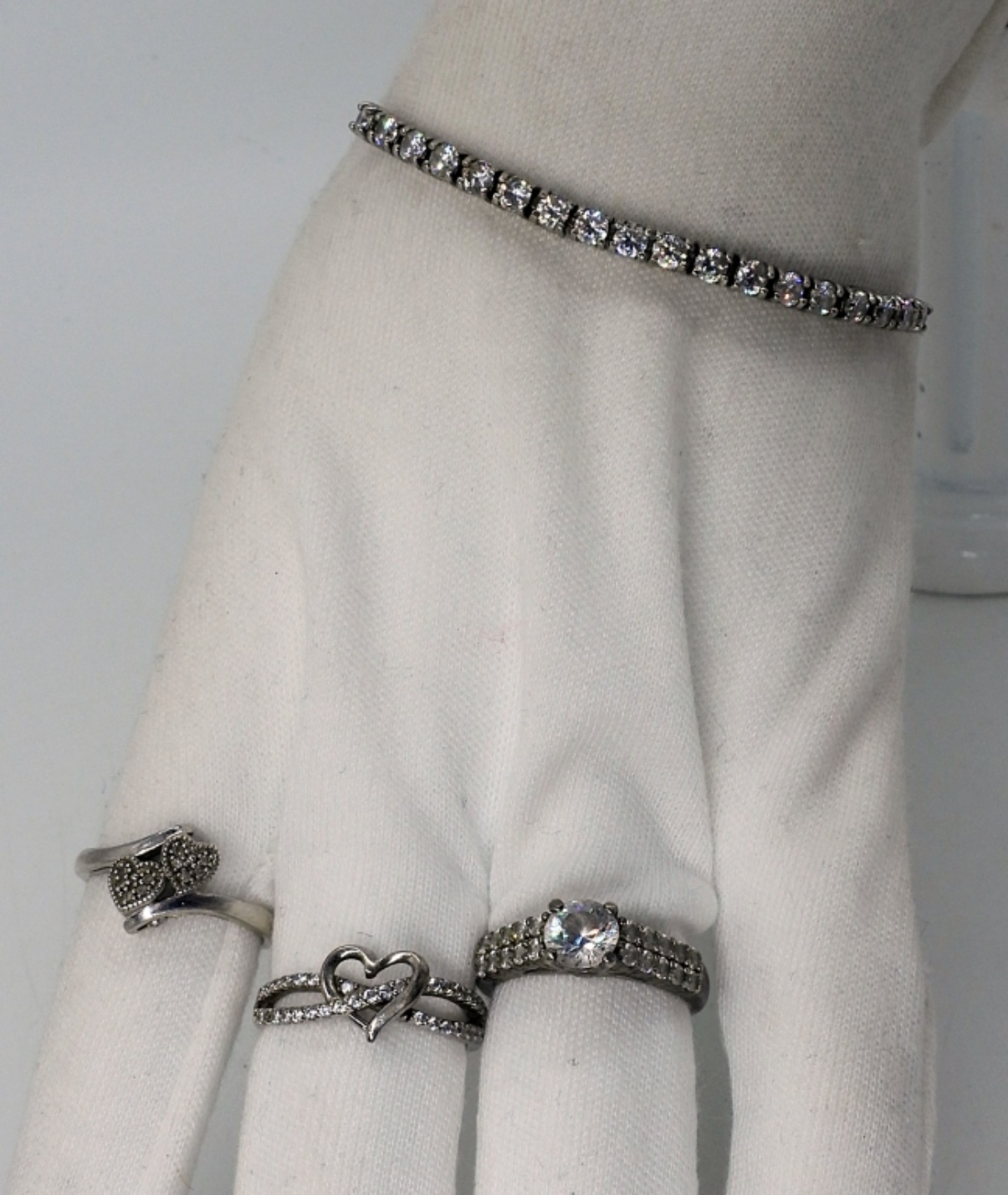 3 Sterling Fashion Rings & Bracelet
