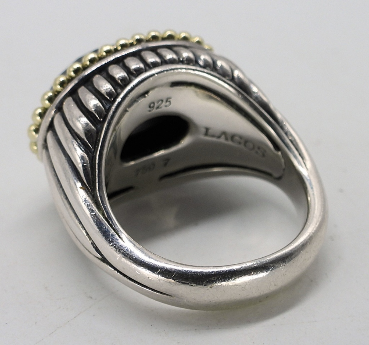 Lagos Caviar Sterling & 18k Ring