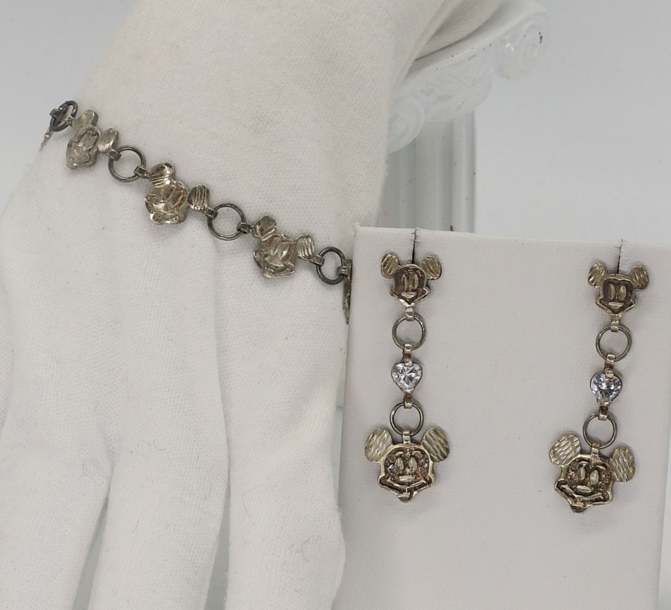 Mickey Mouse Sterling Bracelet & Earring Set