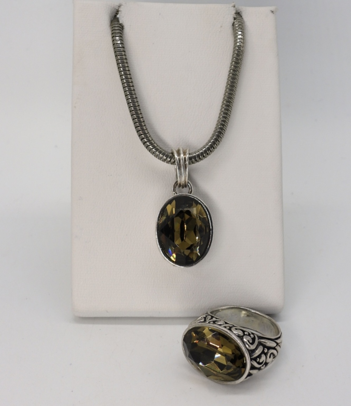 Barse Smokey Quartz Sterling Ring & Necklace