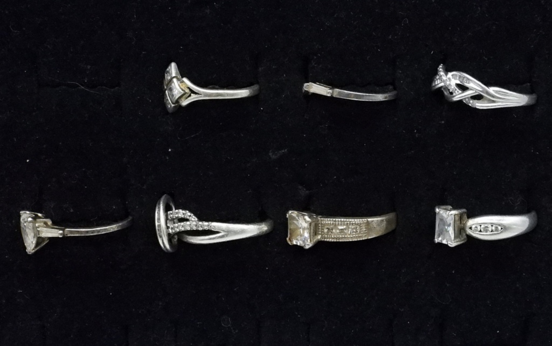 7 Sterling simulated Diamond Rings