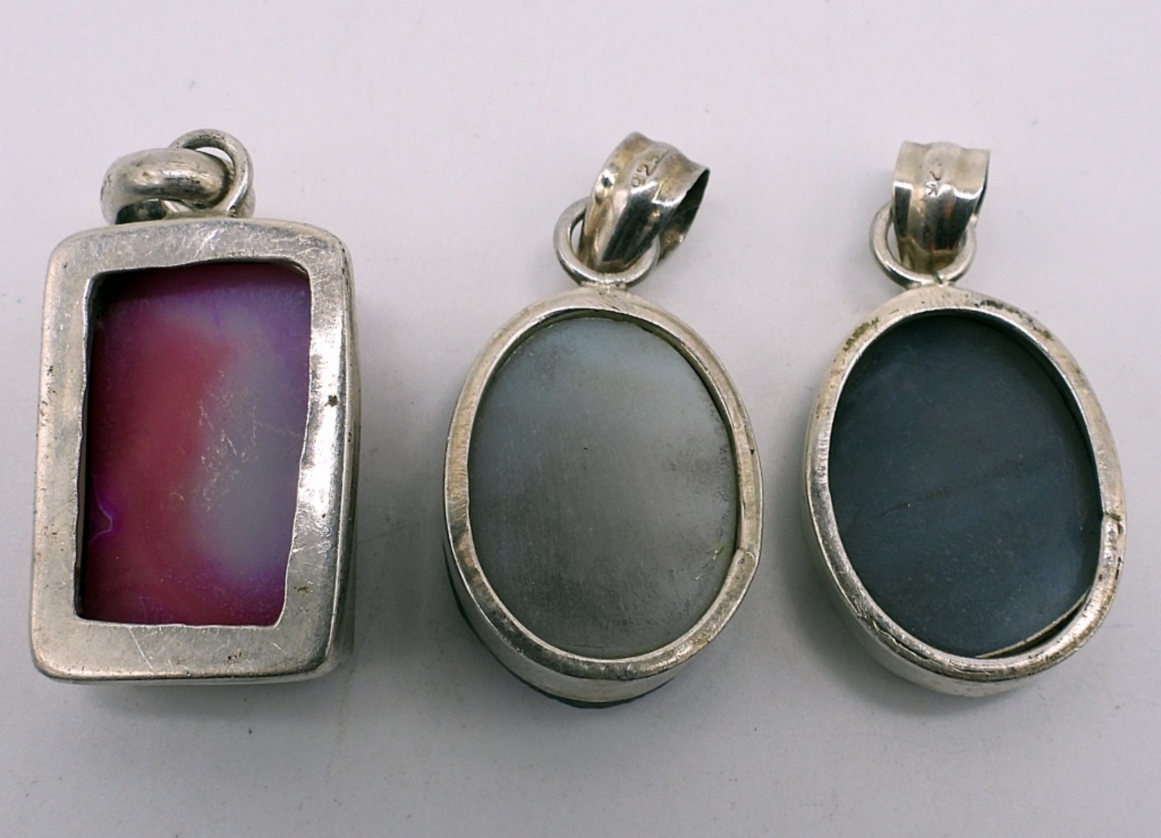 3 Sterling Druzy Pendants