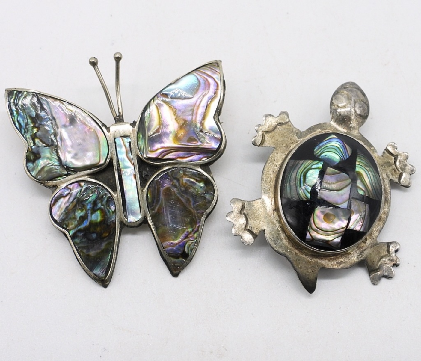 2 Alpaca Sterling Abalone Pins