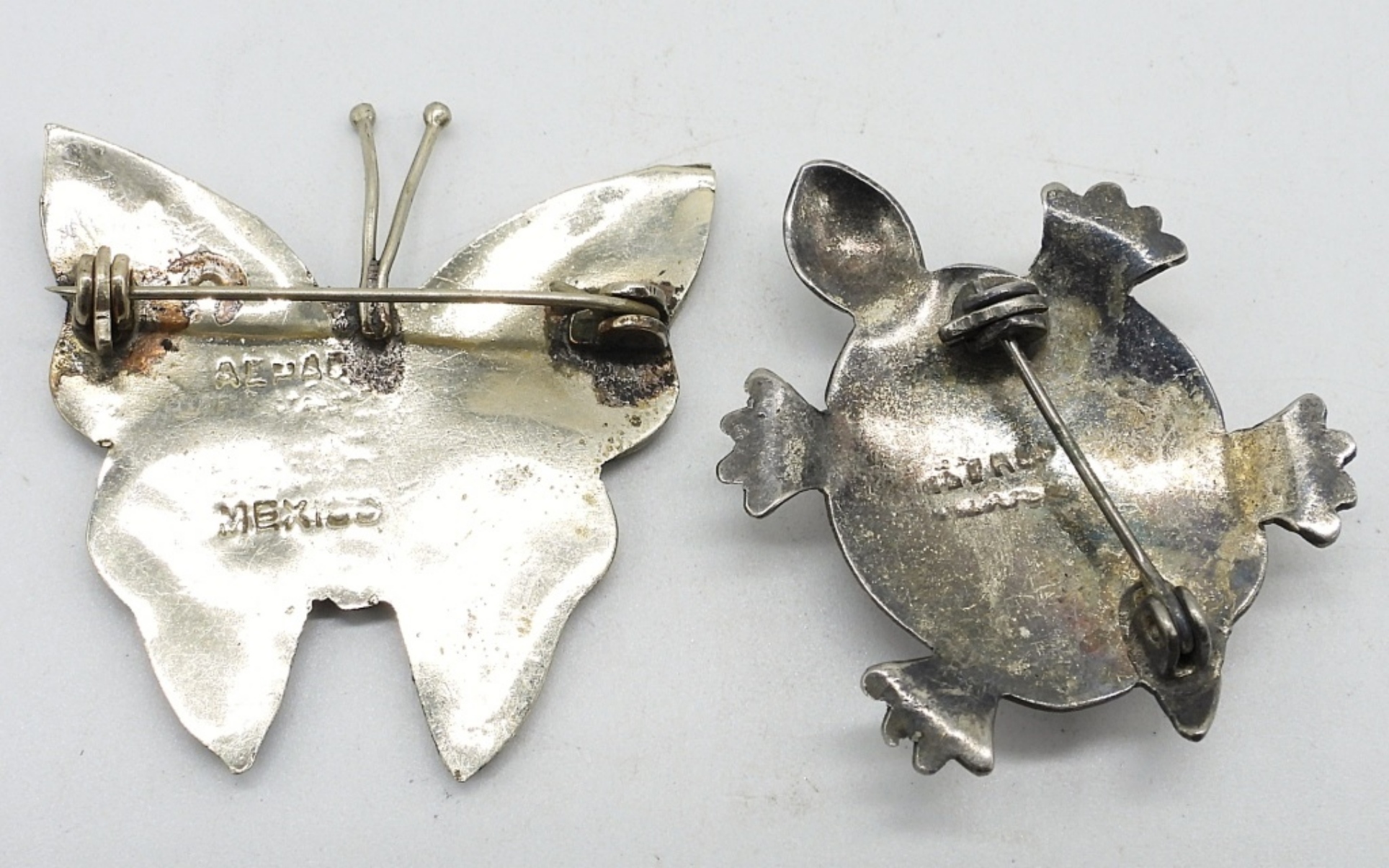 2 Alpaca Sterling Abalone Pins