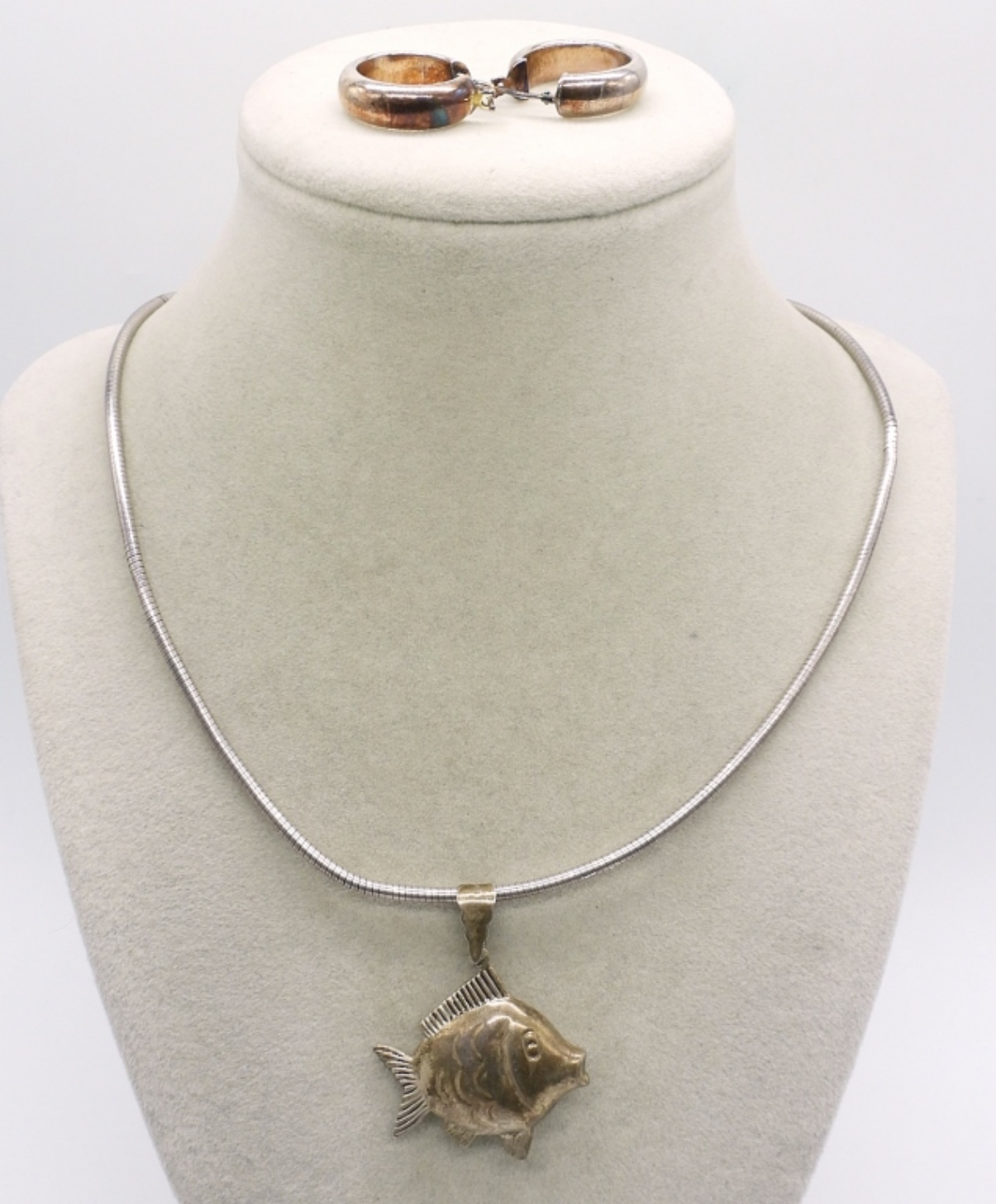 Sterling Fish Pendant & Earrings