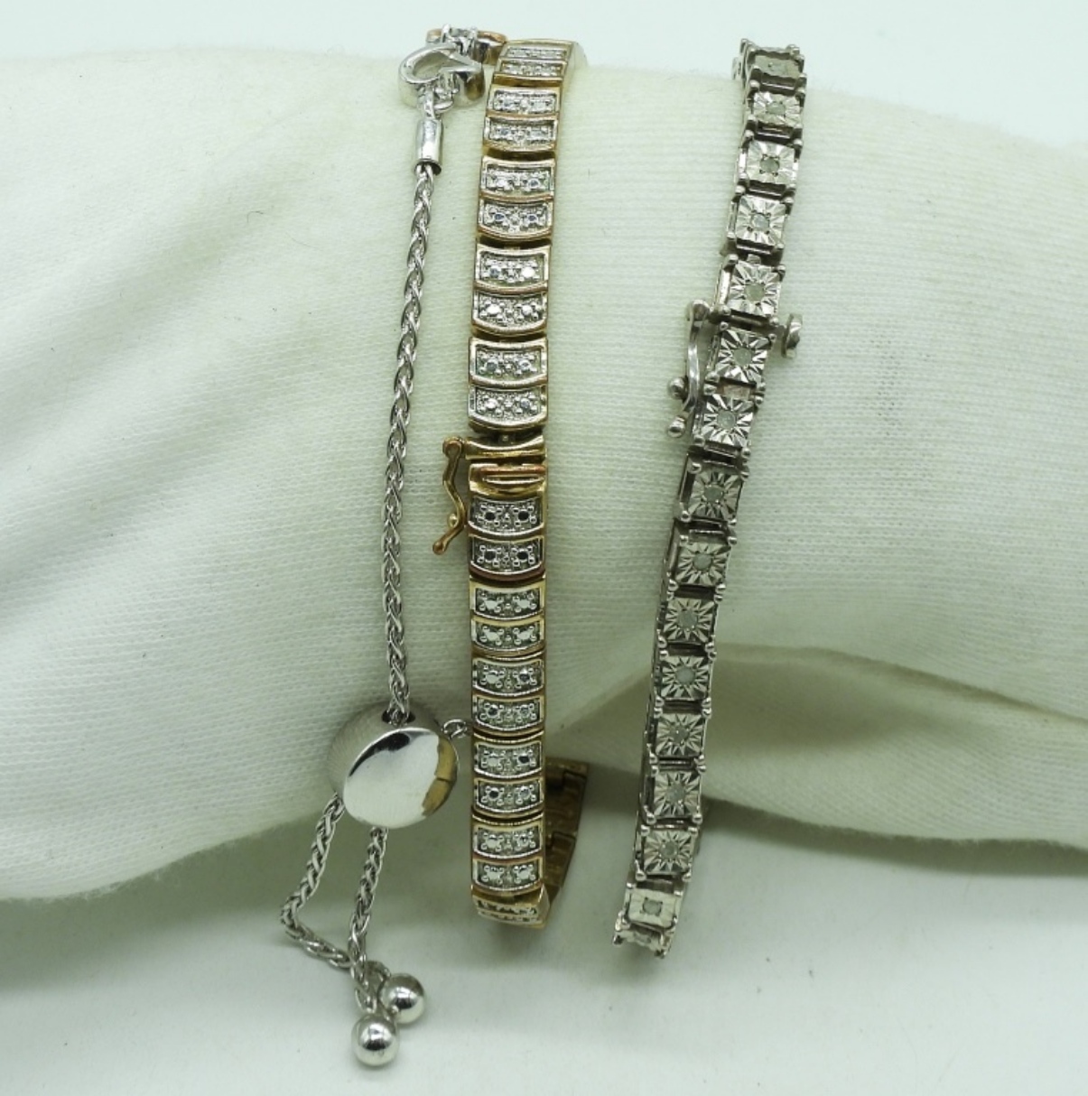 Three Sterling & Gold Tone Bracelets