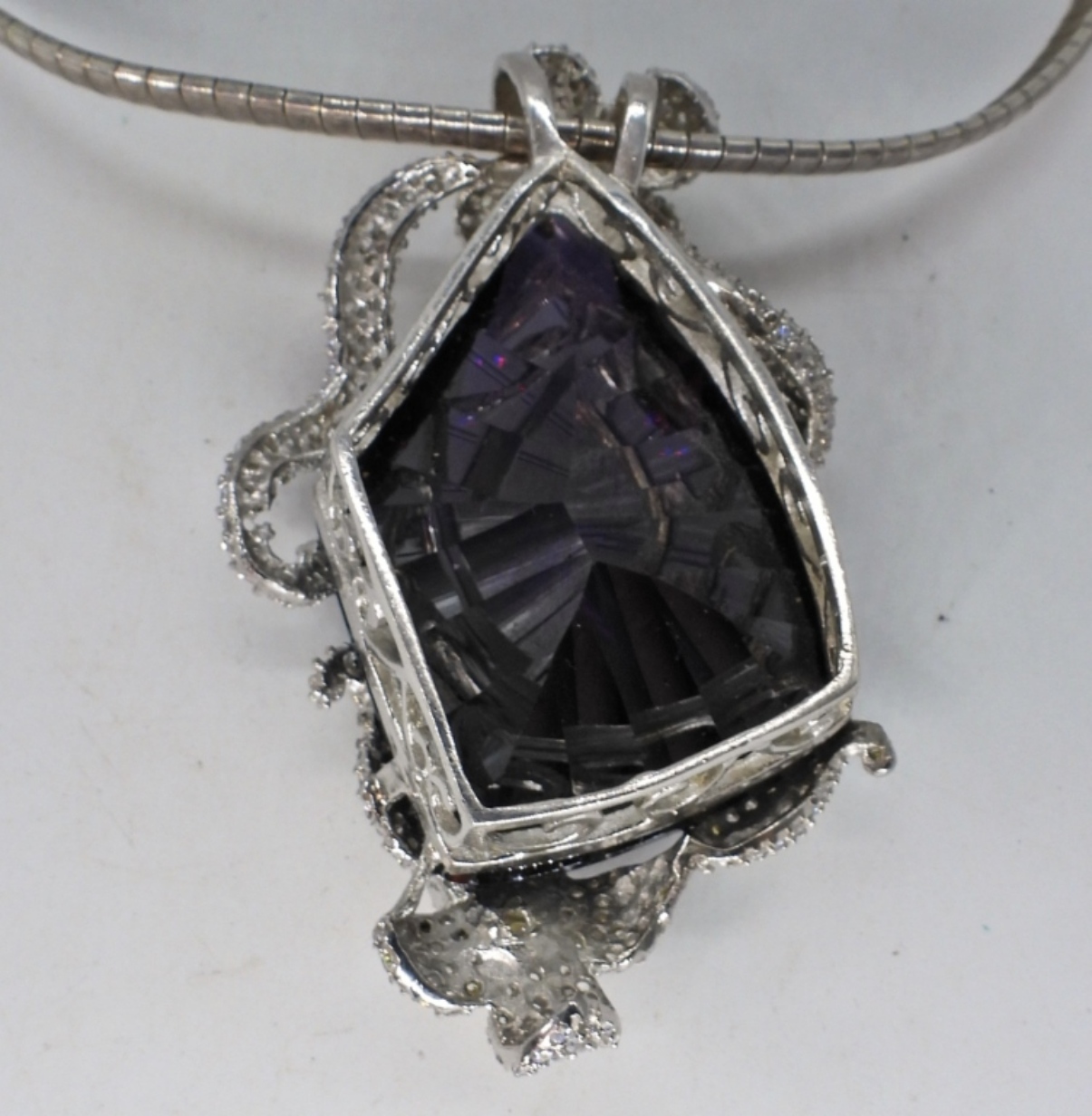 Huge Amethyst 925 Pendant & Chain