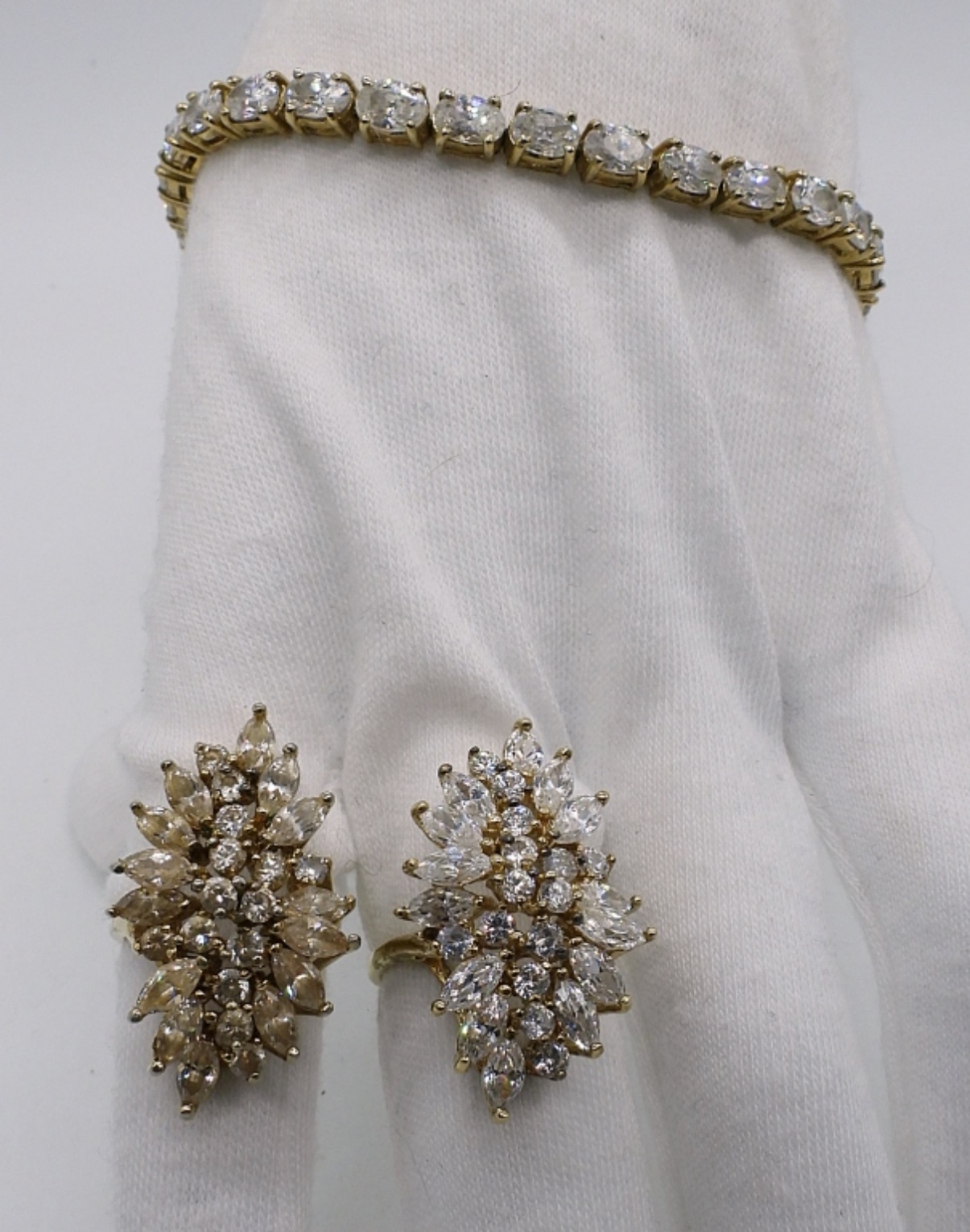 Gold Tone 925 Diamond Like Rings & More