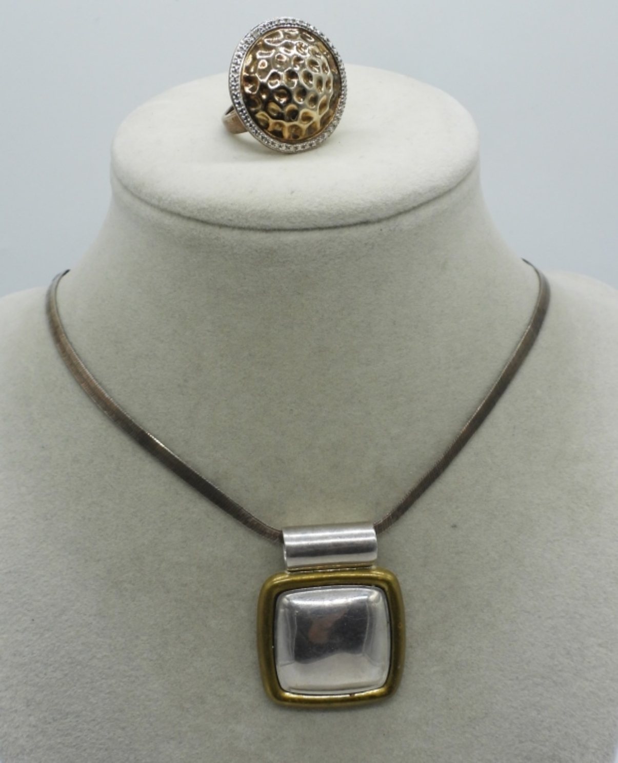 Taxco 925 Two Tone Necklace & Ring