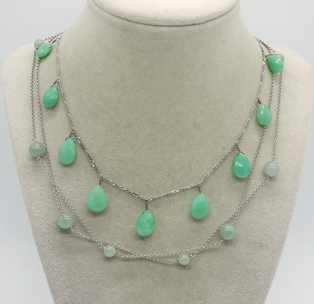 2 Sterling Jade Fashion Necklaces