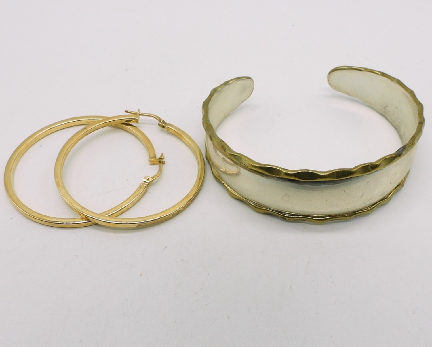 Gold Tone 925 Bracelet & Hoop Earrings