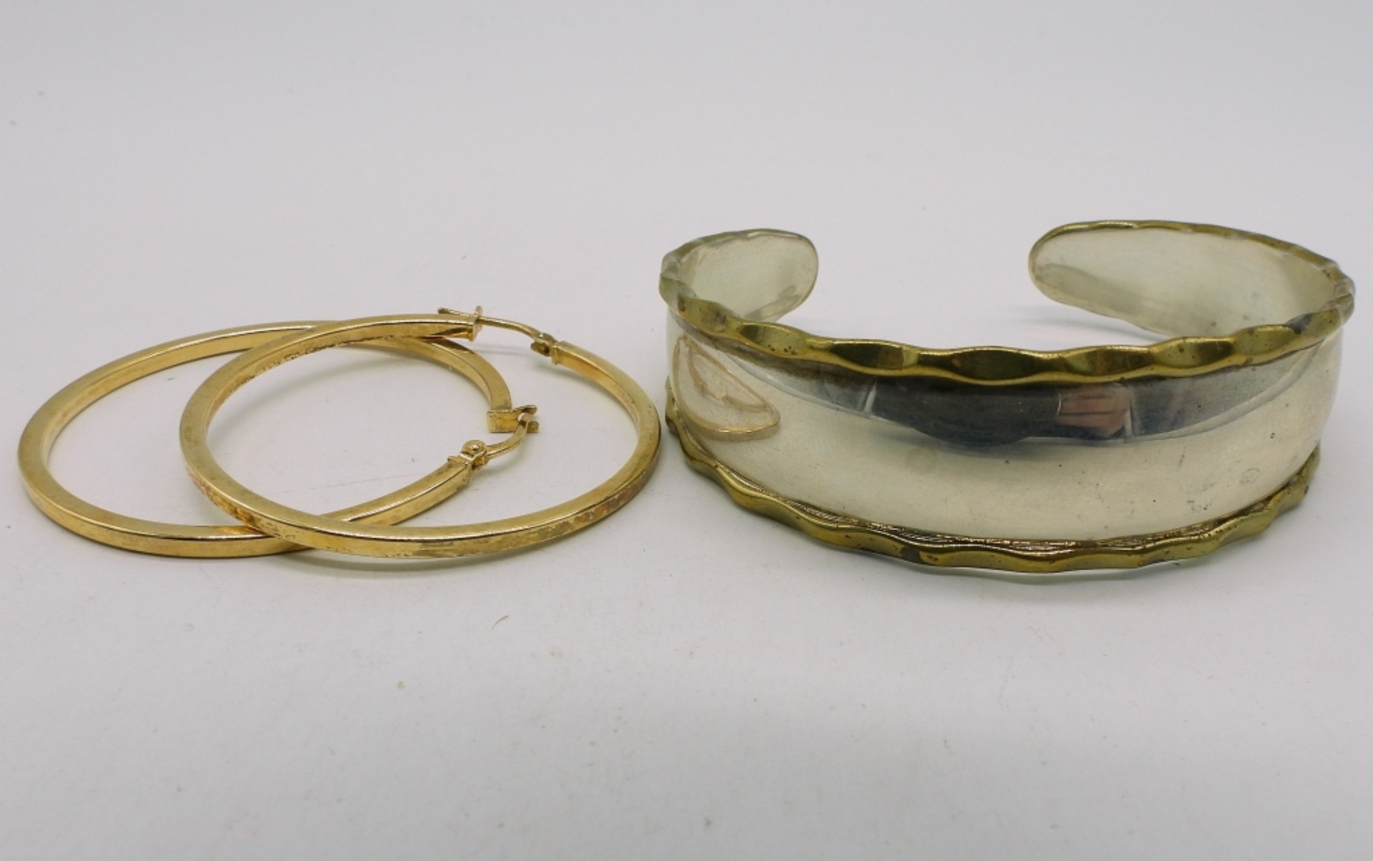 Gold Tone 925 Bracelet & Hoop Earrings