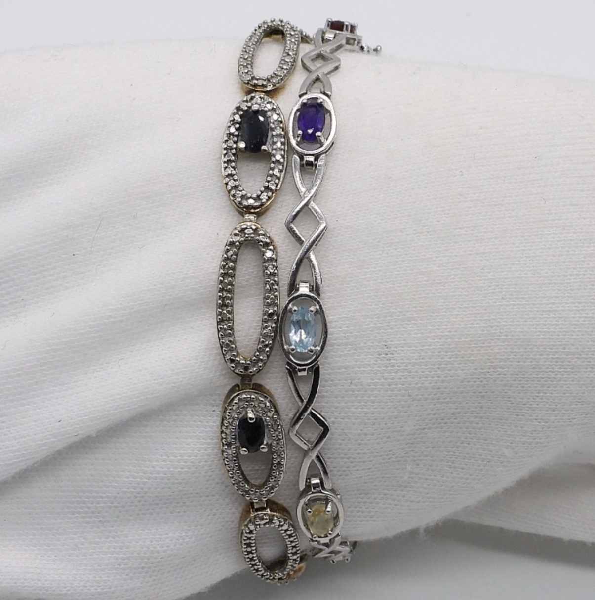 2 Sterling Gemstone Fashion Bracelets