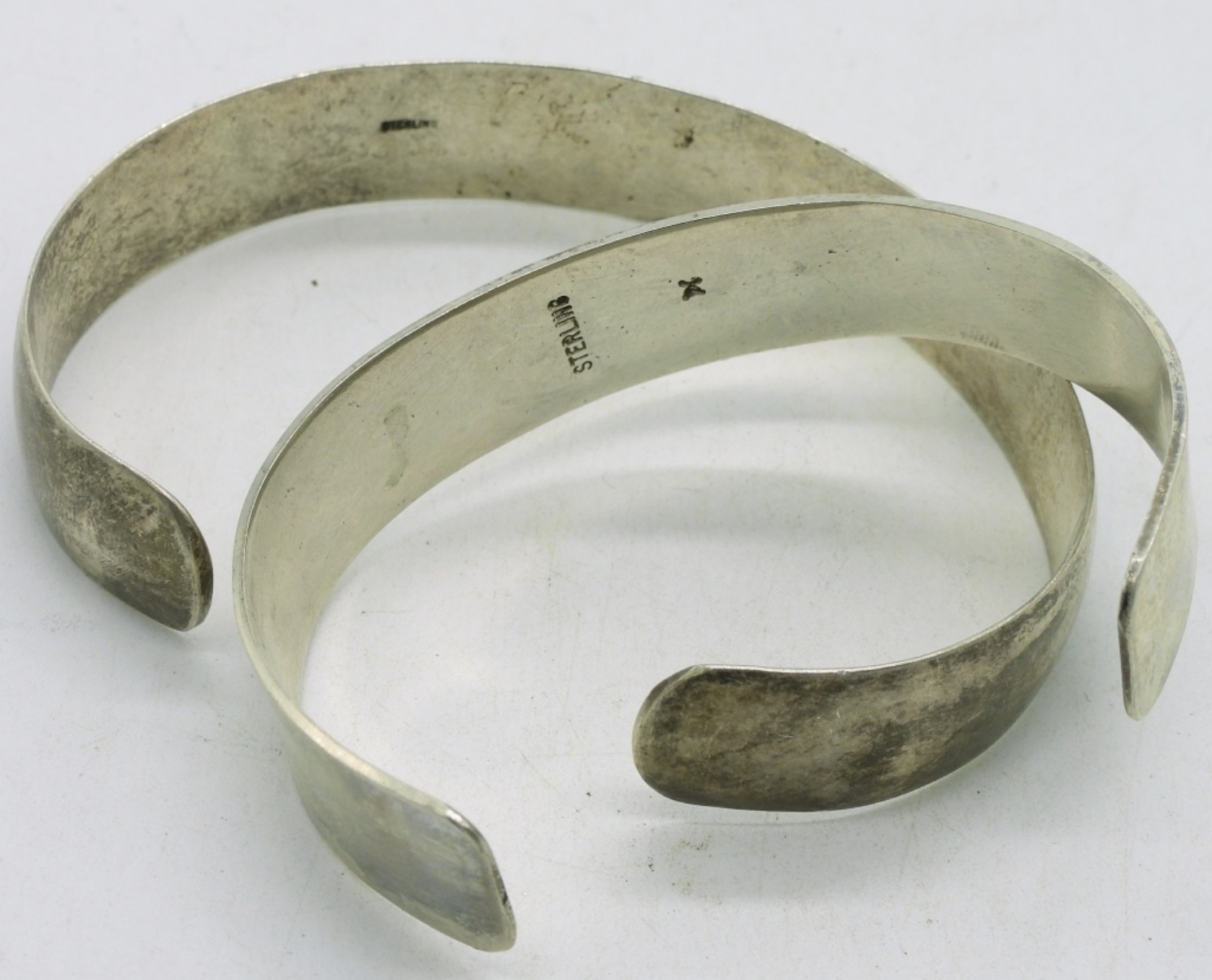 Two Vintage Sterling Cuff Bracelets
