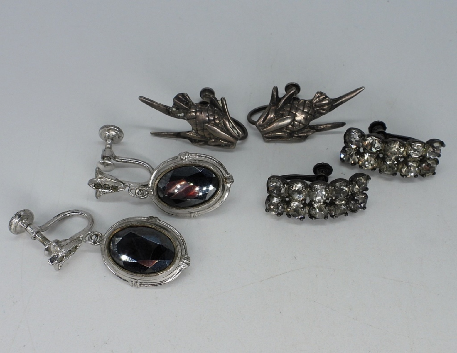 3 Pair Vintage Sterling Screw Back Earrings