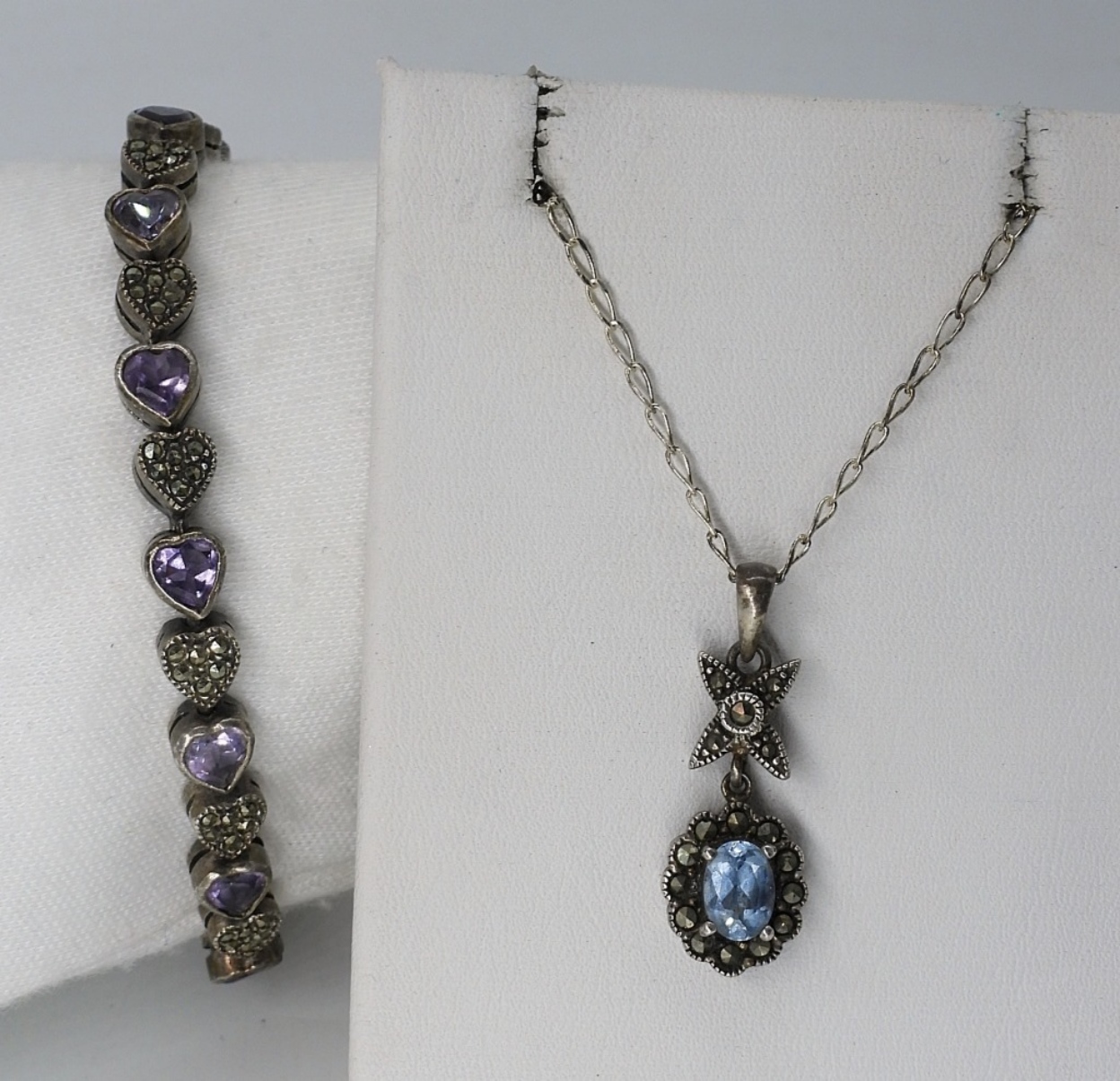 Vintage 925 Amethyst & Blue Topaz Set