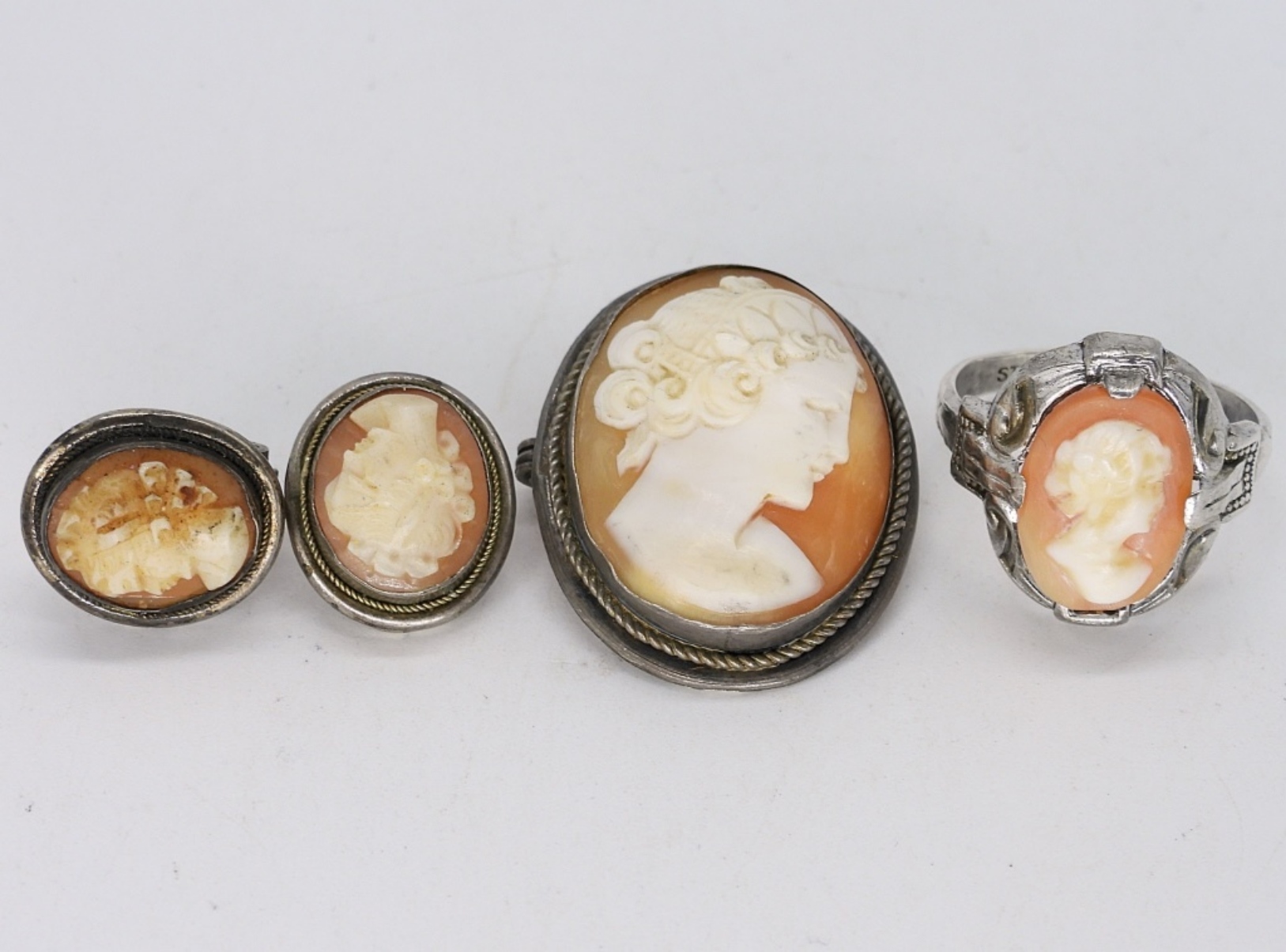 Vintage 925 & 800 Silver Cameos