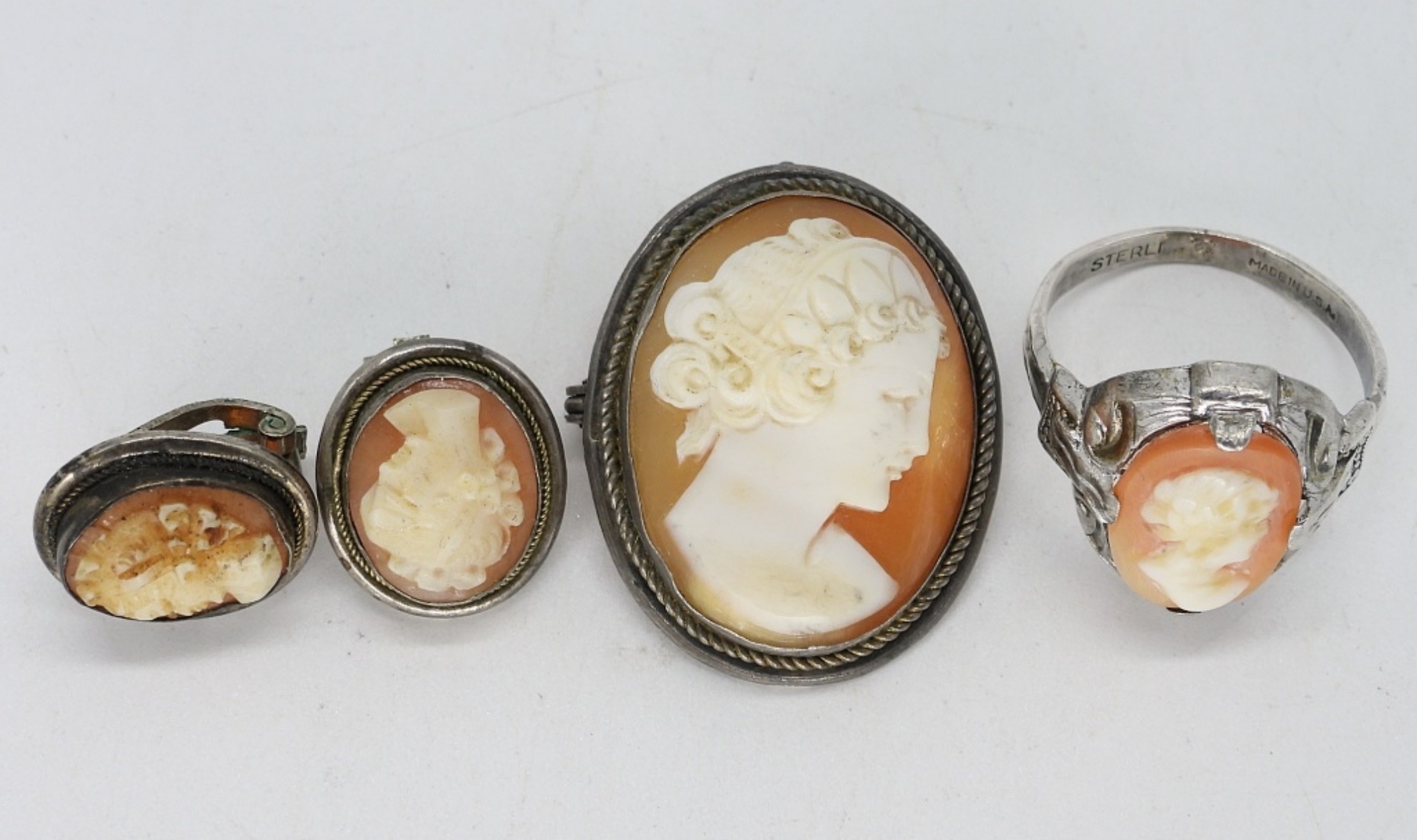Vintage 925 & 800 Silver Cameos