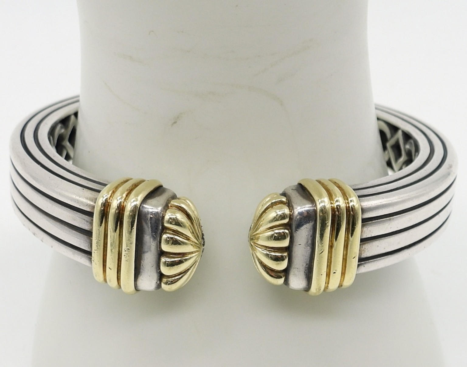 Lagos Caviar 925 & 750 Hinged Cuff Bracelet