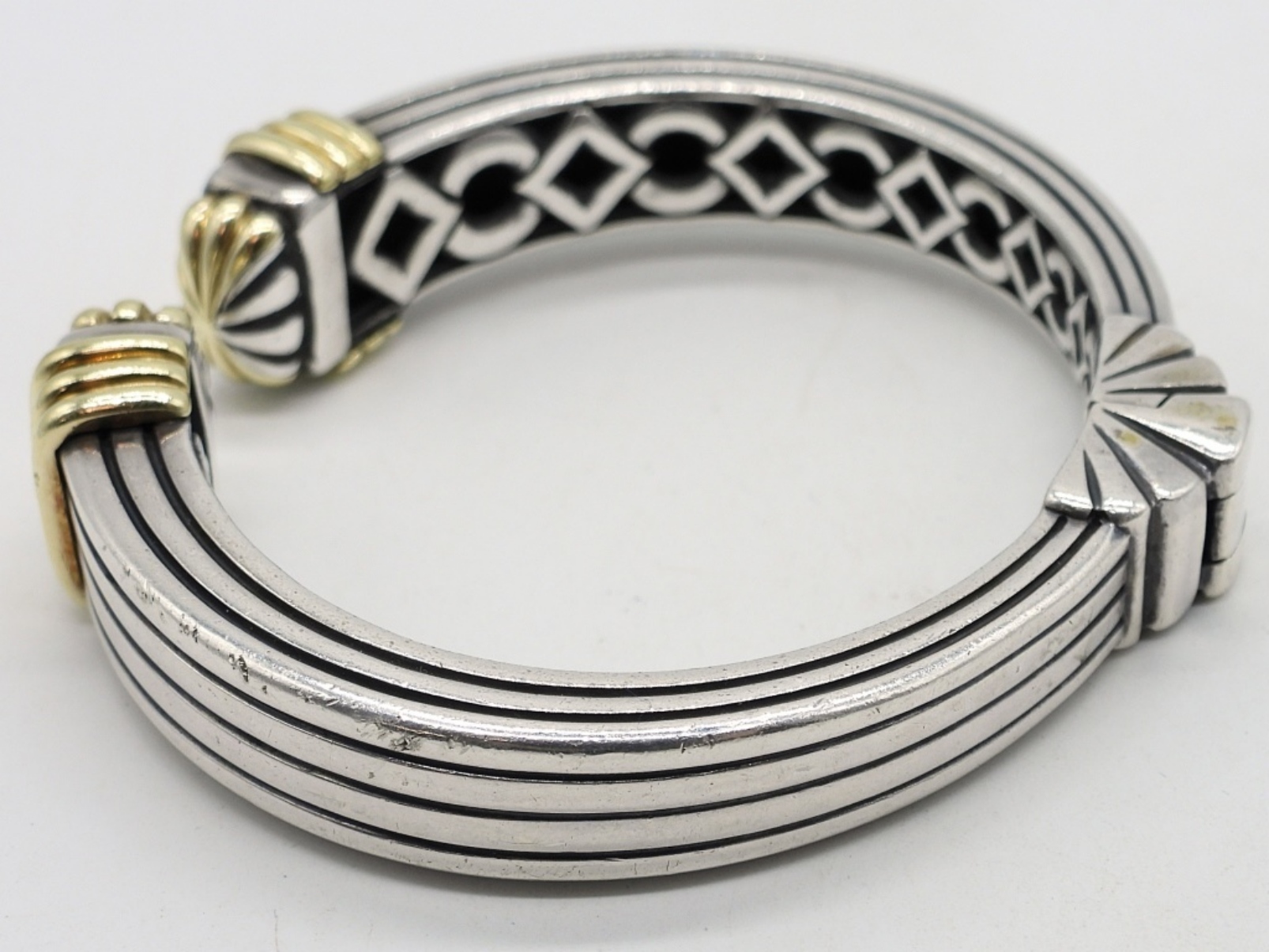 Lagos Caviar 925 & 750 Hinged Cuff Bracelet