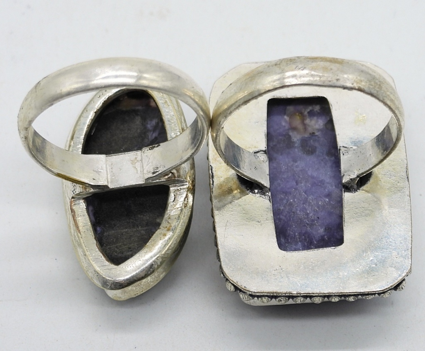 2 Sterling Charoite Gemstone Rings