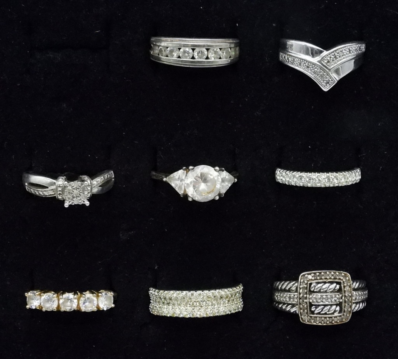 8 Sterling Bridal Style Rings