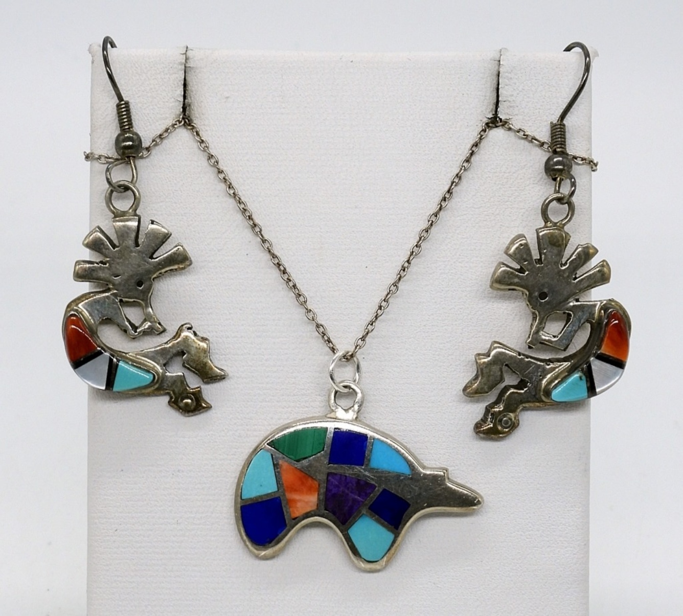 Teme 925 Zuni Bear & Kokopelli Earrings