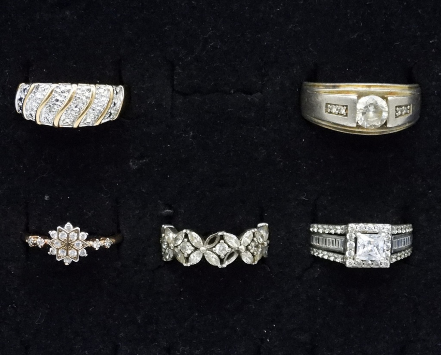 5 Sterling Bridal Style Rings
