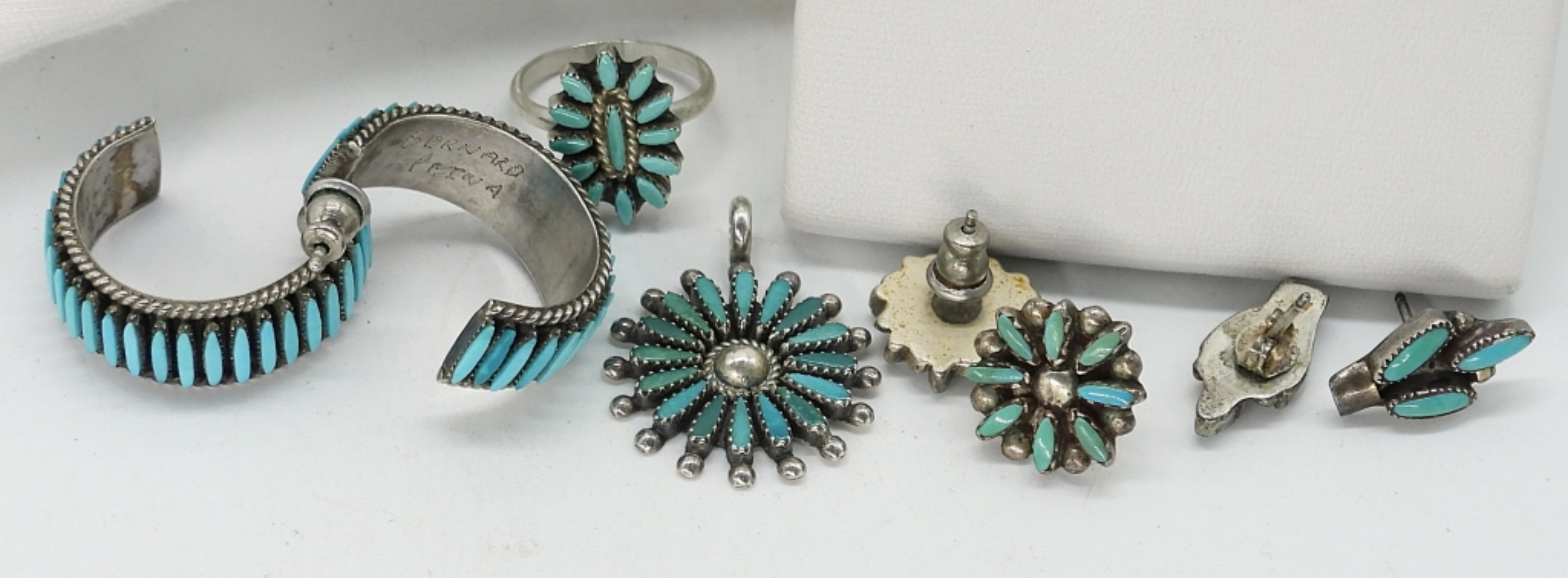 Zuni Turquoise 925 Earrings, Pendant & Cuff