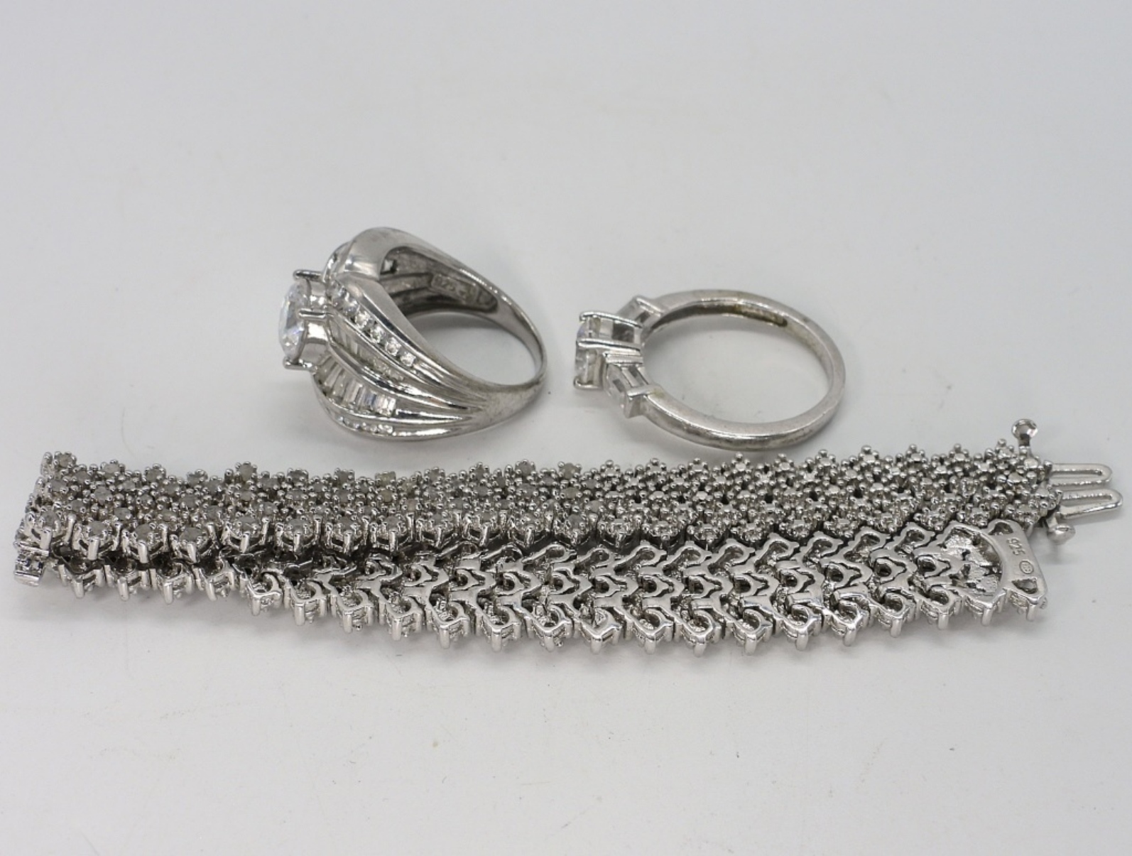 Simulated Diamond 925 Bracelet & Rings