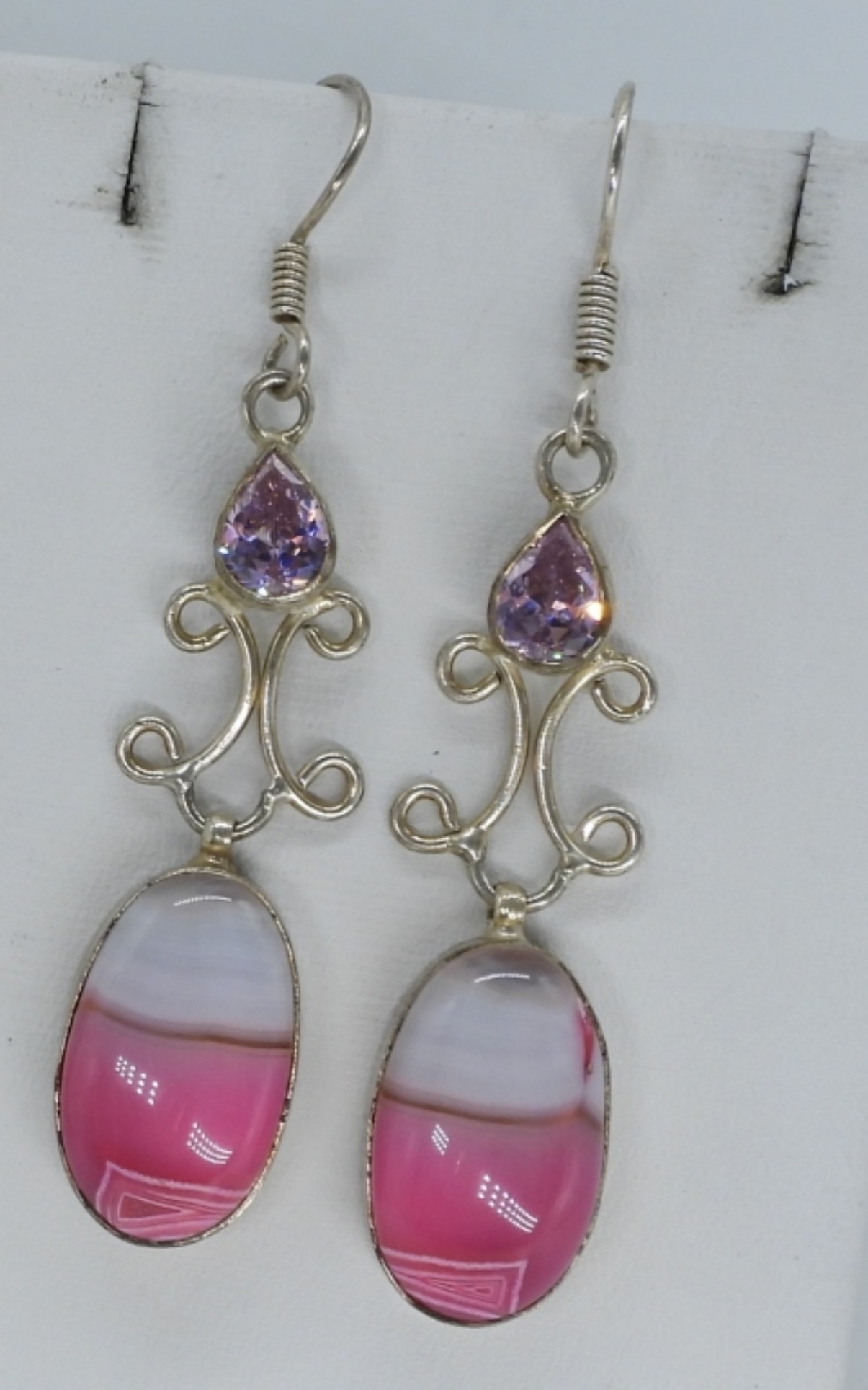 Pink Banded Agate Earrings & Bracelets
