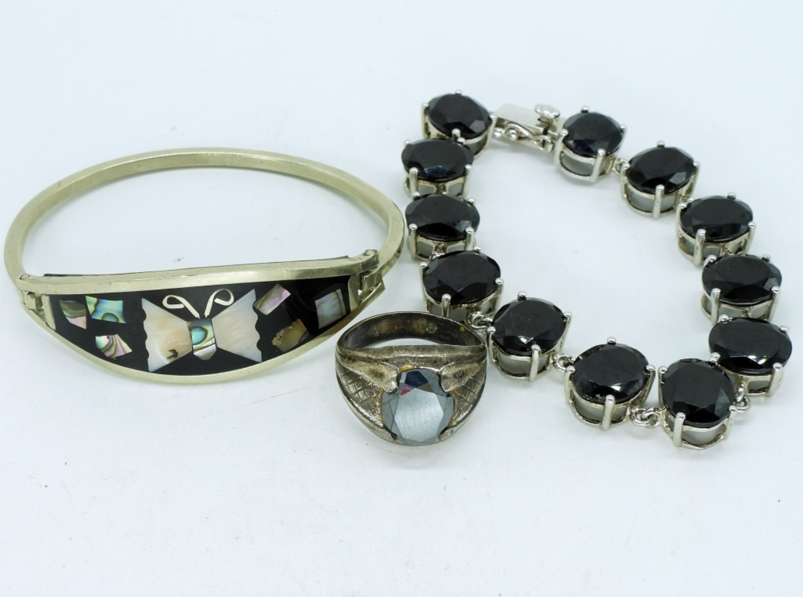 Vintage Hematite, Abalone & Onyx Jewelry