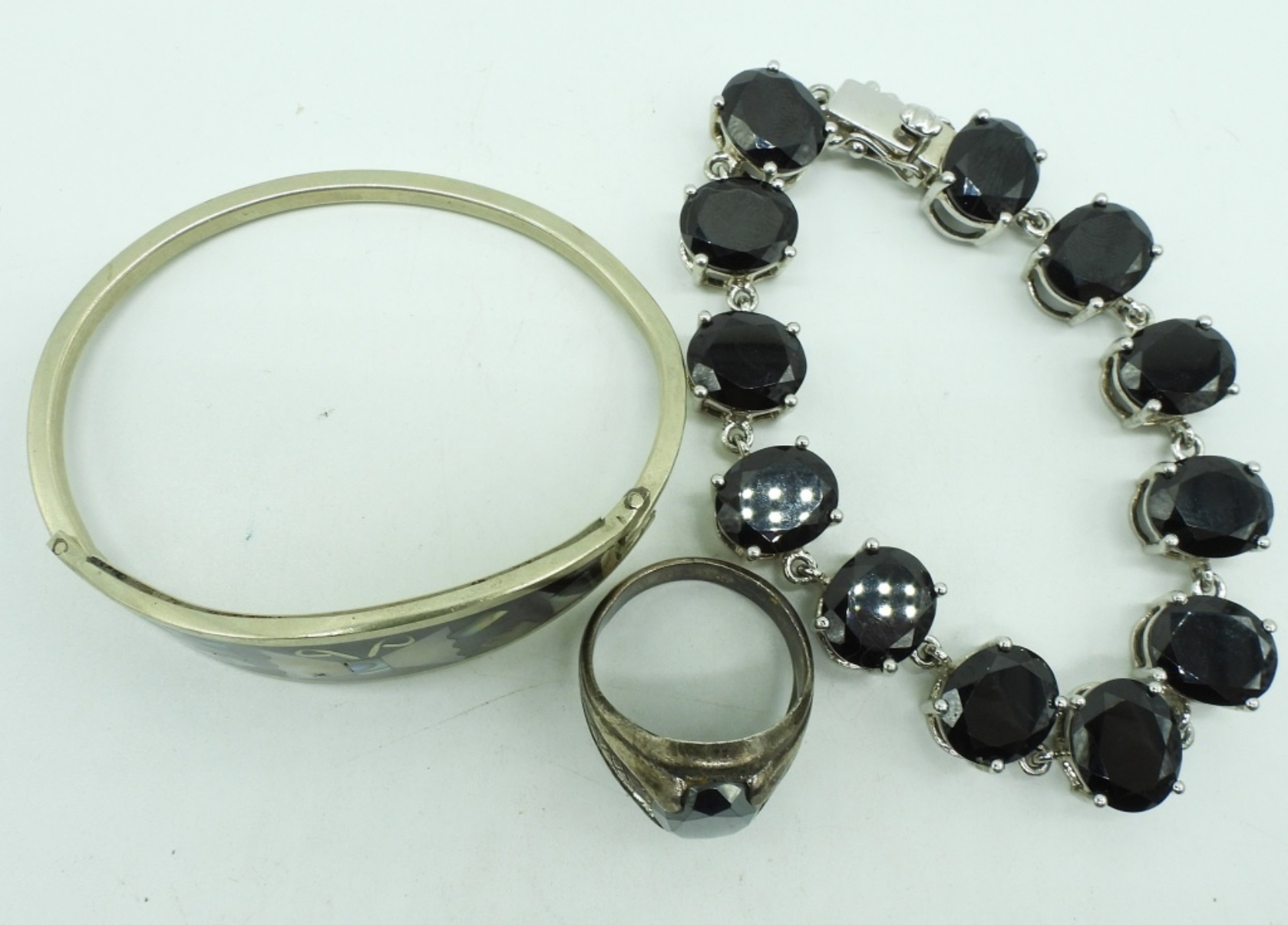 Vintage Hematite, Abalone & Onyx Jewelry
