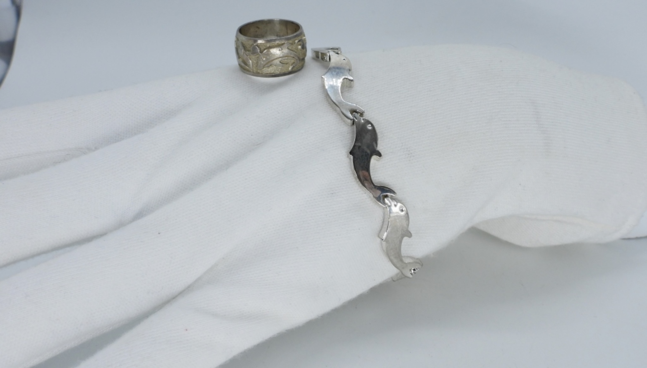 Sterling Dolphin Bracelet and Ring