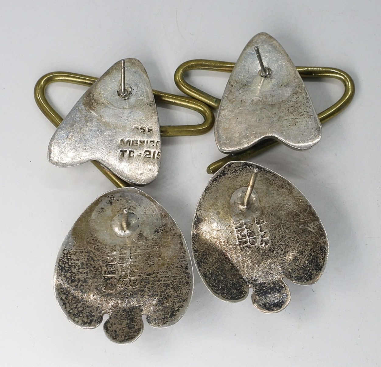 2 Pair Taxco Mexico Sterling Pierced Earrings