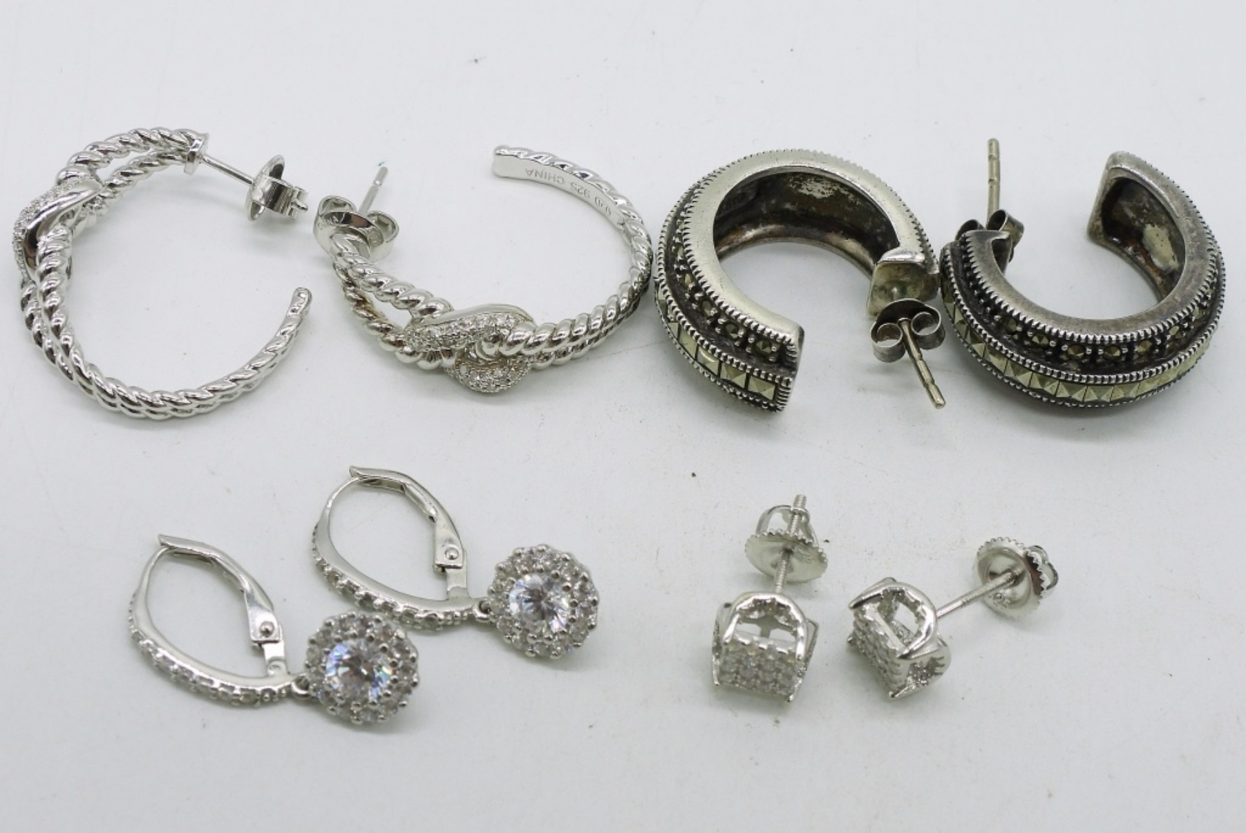 4 Pair Sterling Pierced Earrings