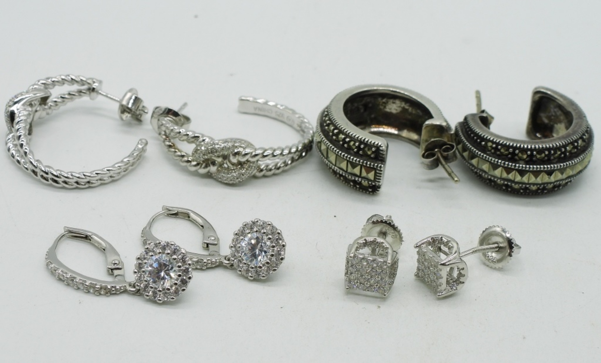 4 Pair Sterling Pierced Earrings
