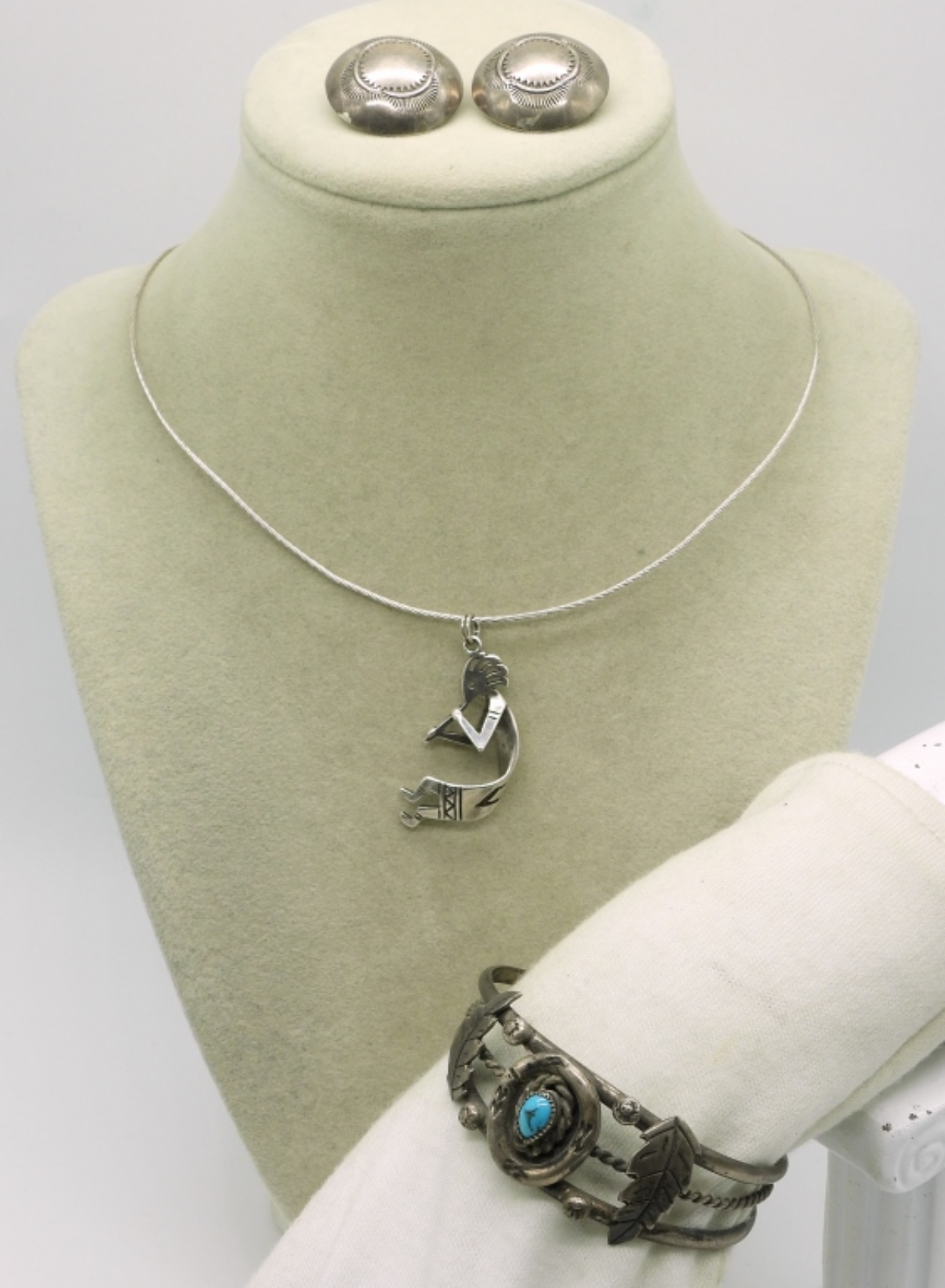 Kokopelli Necklace & Turquoise Cuff Bracelet
